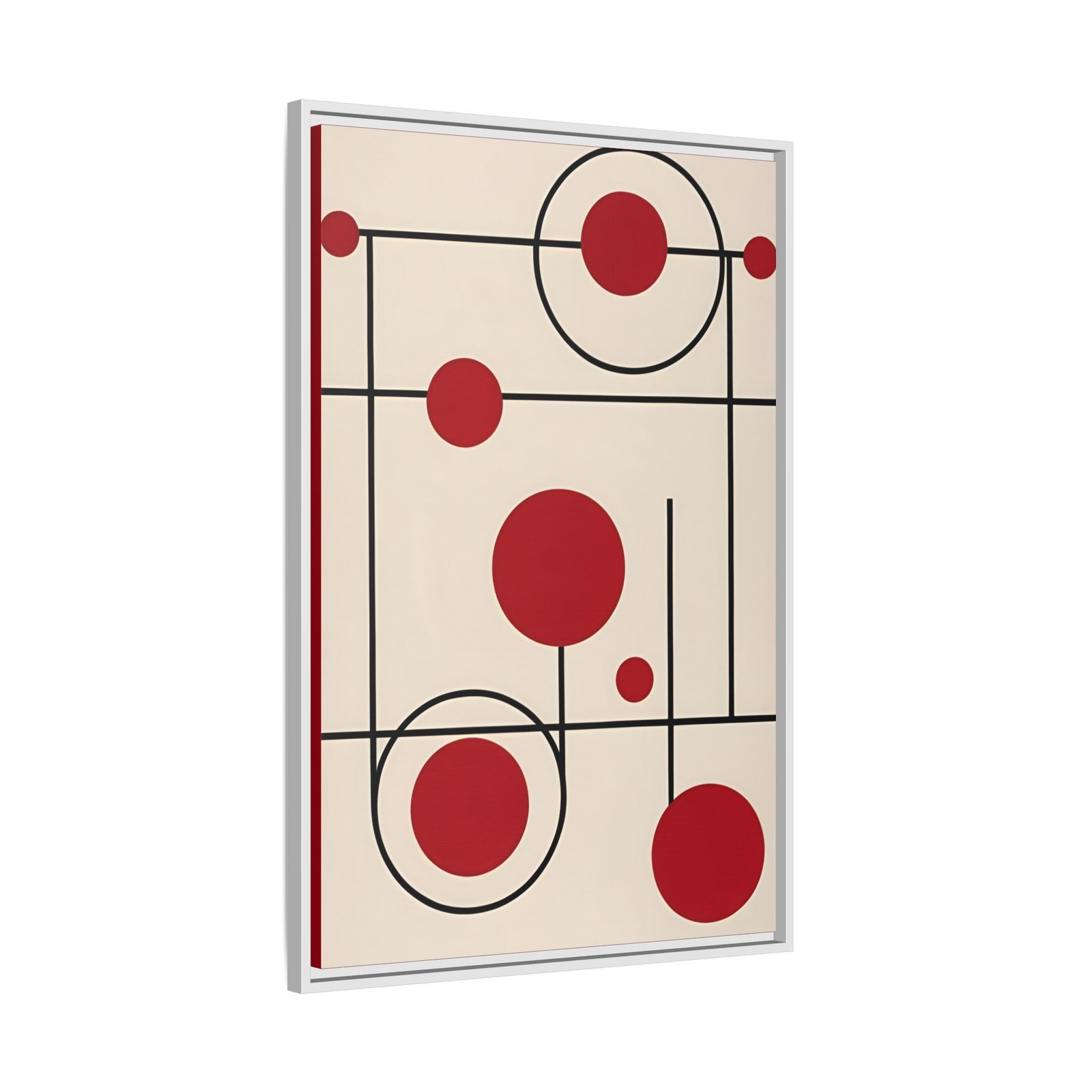 Suprematism Red Circles Modern Abstract Canvas FRAMED 24x36" - Image 6