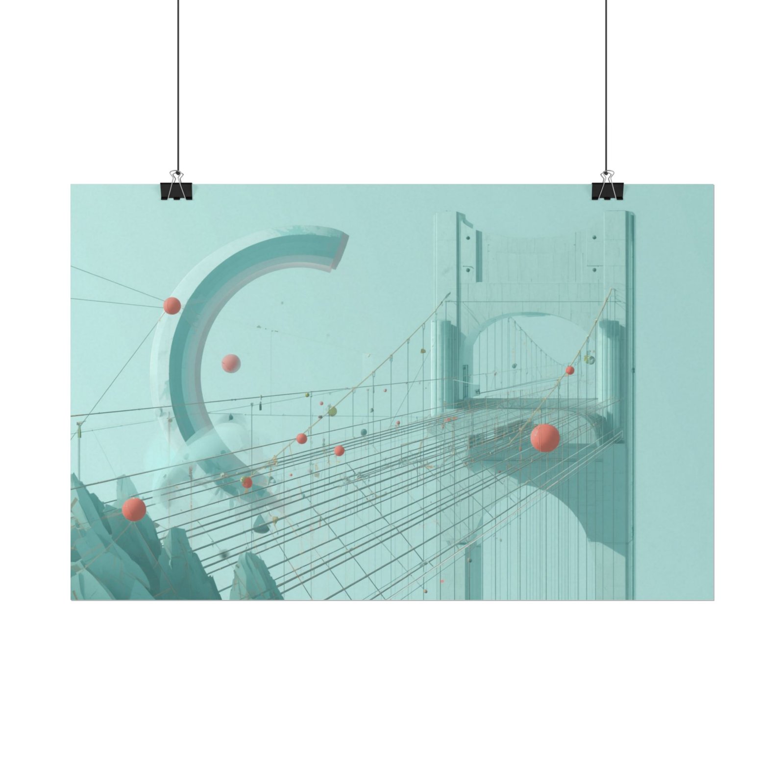 Textured Watercolor Poster #14 — Modern Teal Architectural Wall Art 11x17" - Image 2
