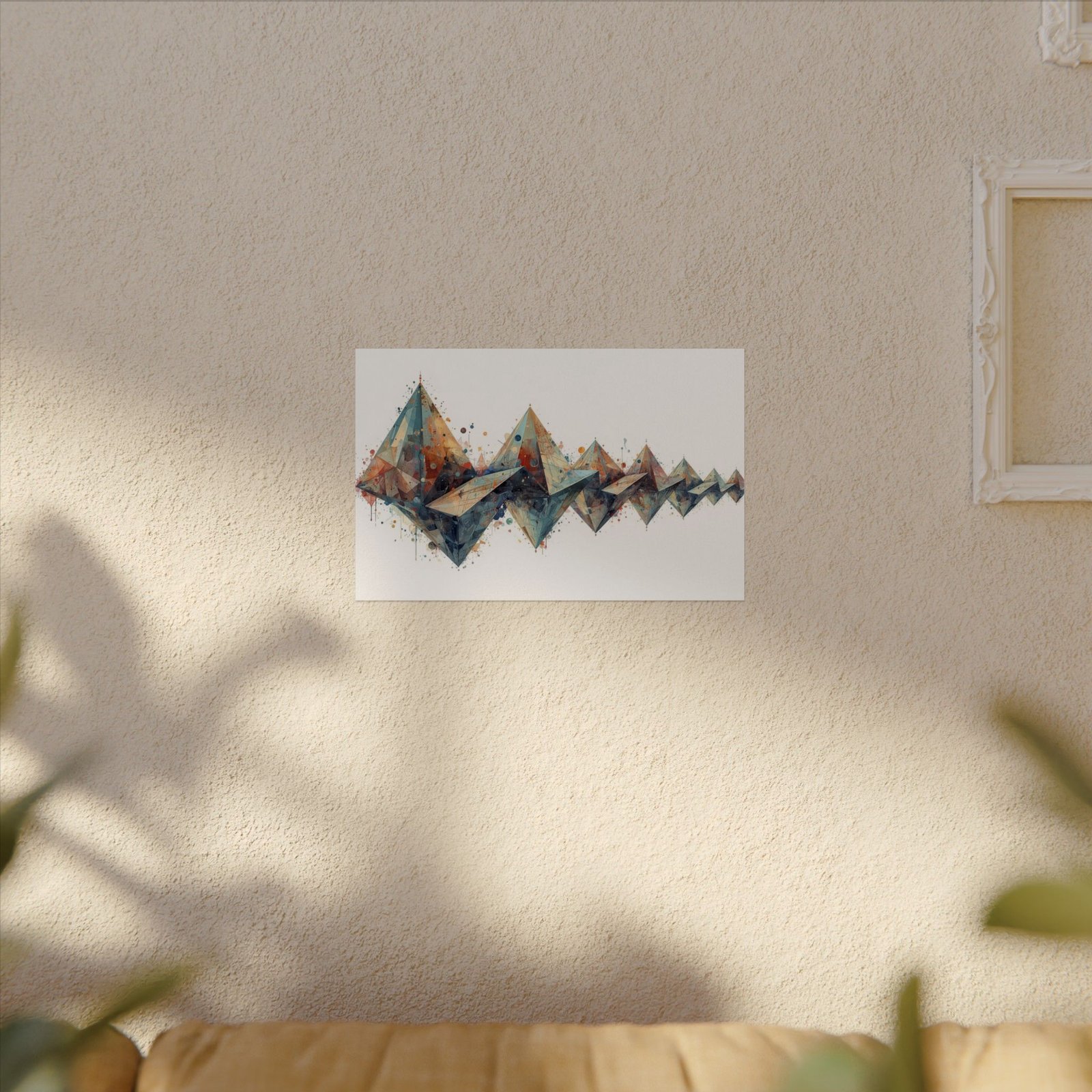 Abstract Geometric Watercolor Bridge Textured Matte Art Print - Image 4