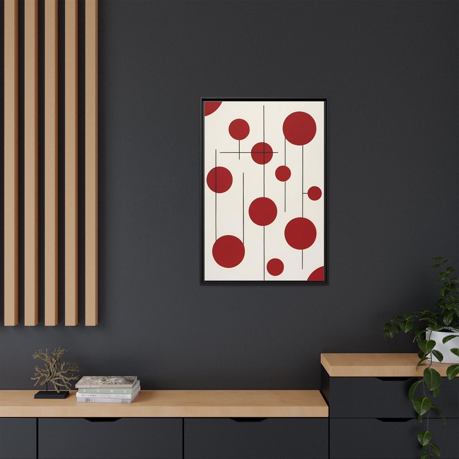 Suprematism Mid-Century Red Dots Matte Canvas FRAMED 24x36" - Image 4