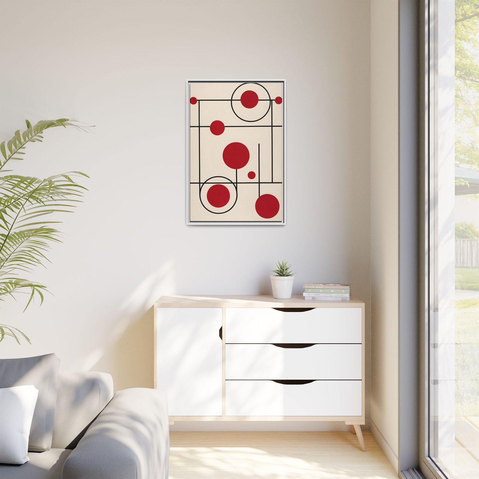 Suprematism Red Circles Modern Abstract Canvas FRAMED 24x36" - Image 7
