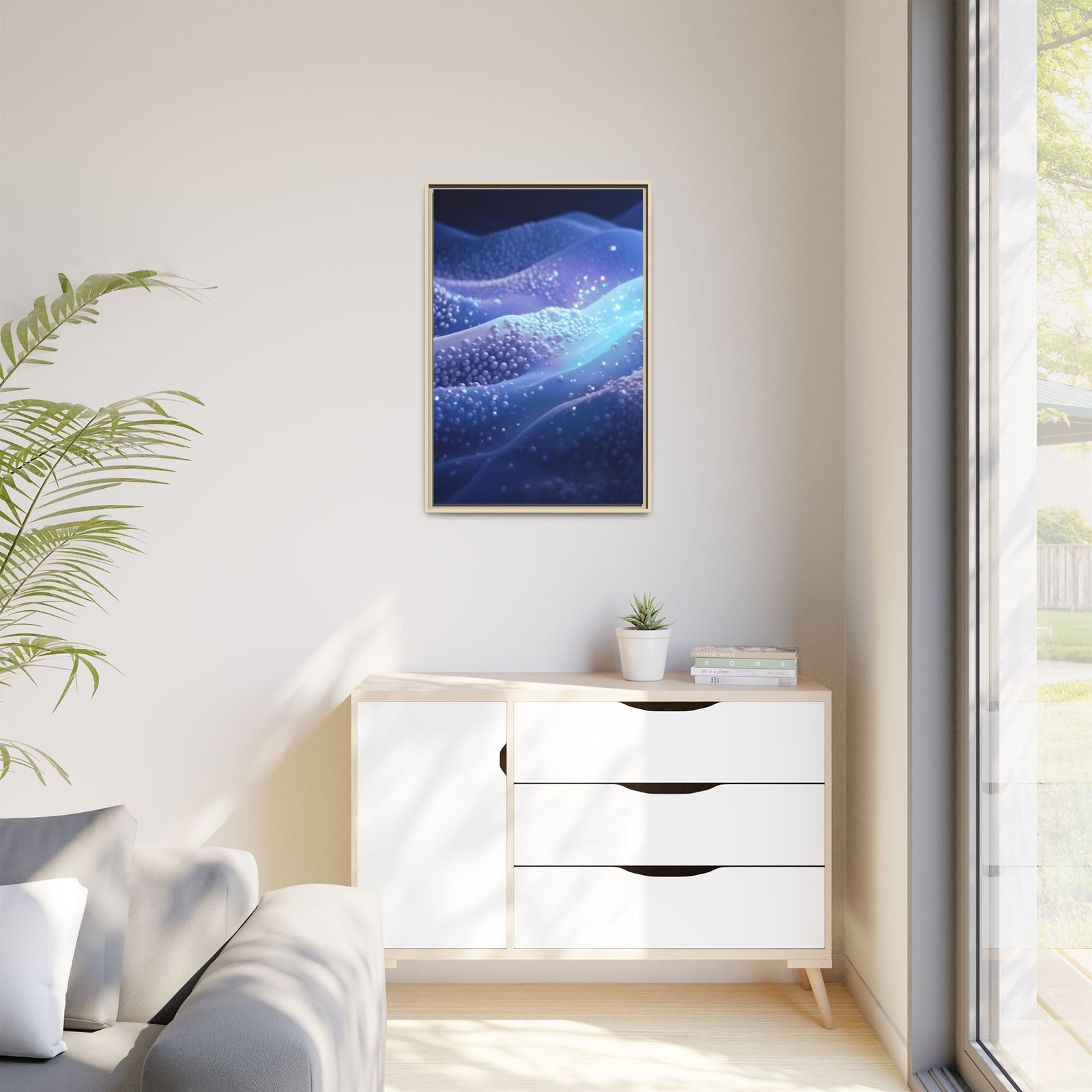 IS_6915 Abstract Blue Wave Landscape Matte Canvas Framed 24x36" - Image 7
