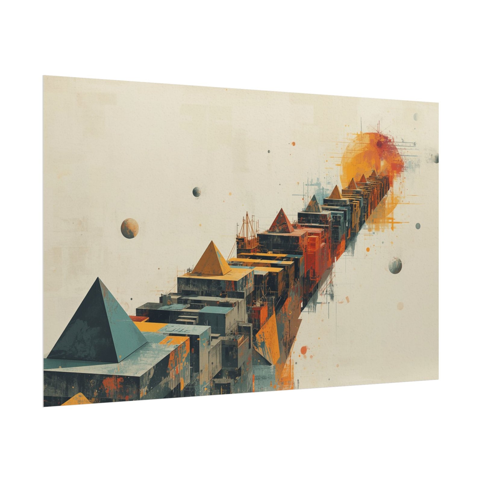 11x17 Abstract Geometric Textured Watercolor Poster #36 - Image 3