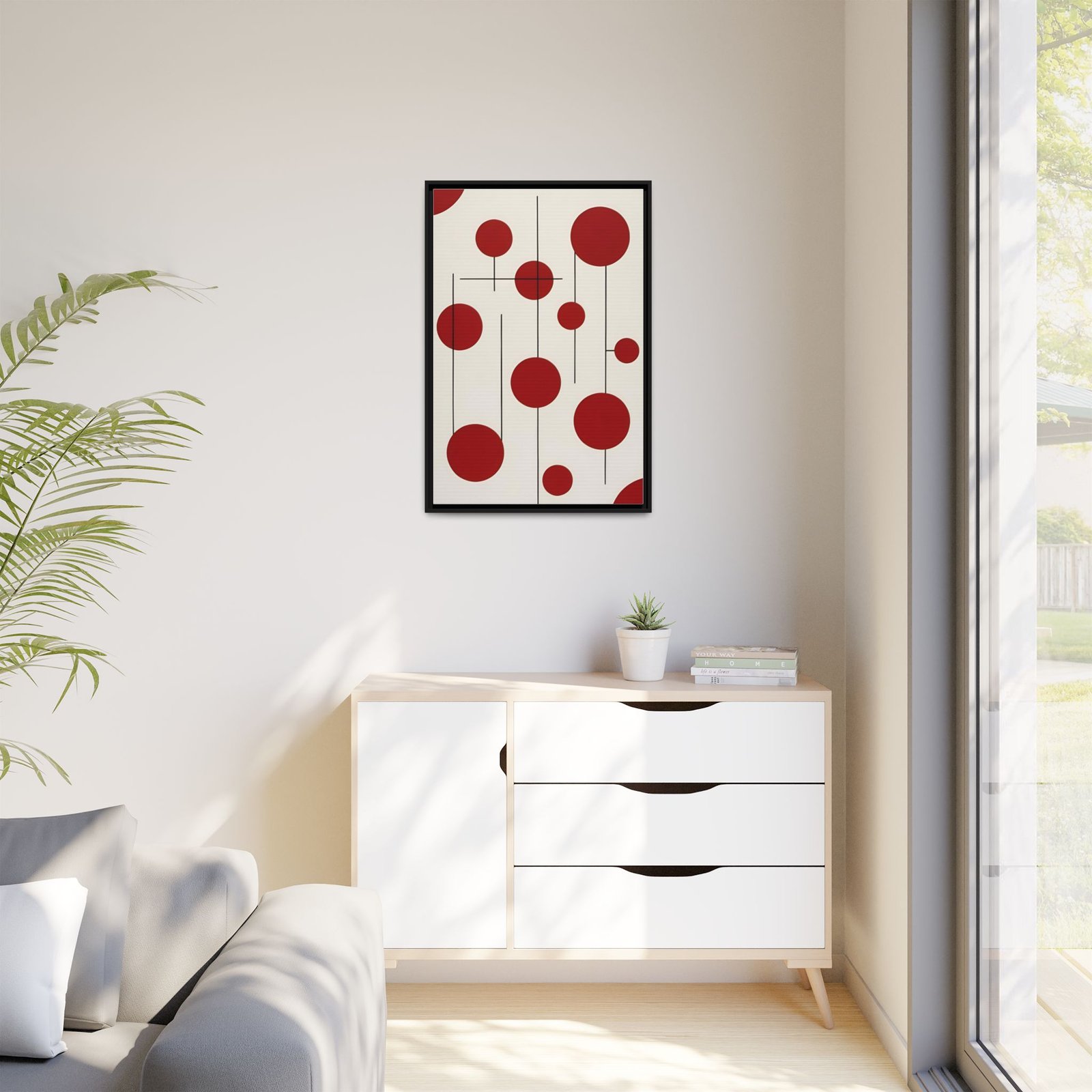 Suprematism Mid-Century Red Dots Matte Canvas FRAMED 24x36" - Image 3