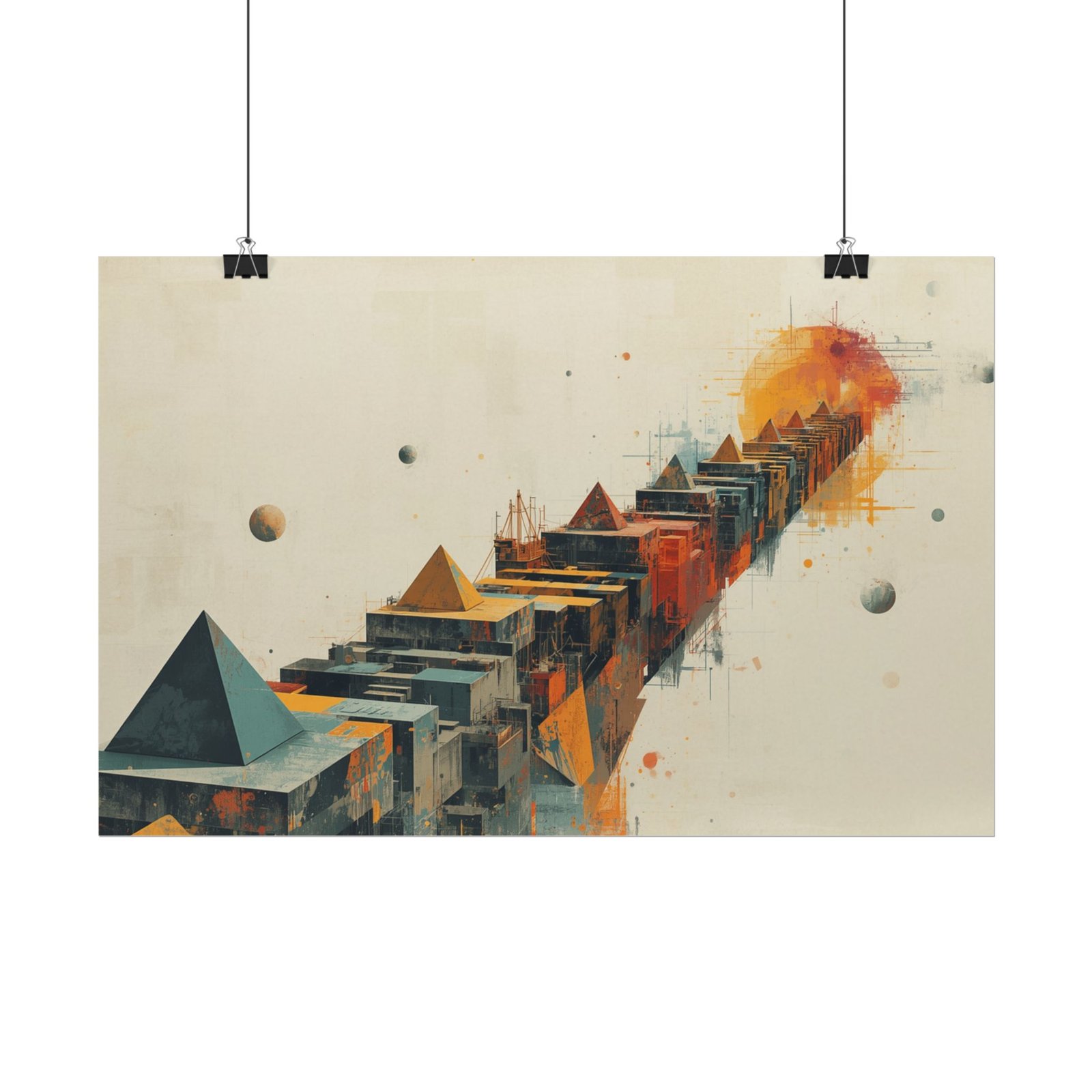 11x17 Abstract Geometric Textured Watercolor Poster #36 - Image 2
