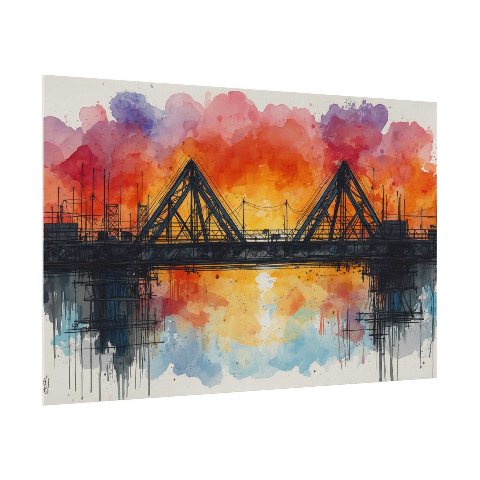 Textured Watercolor Bridge Matte Poster #50 - Image 3