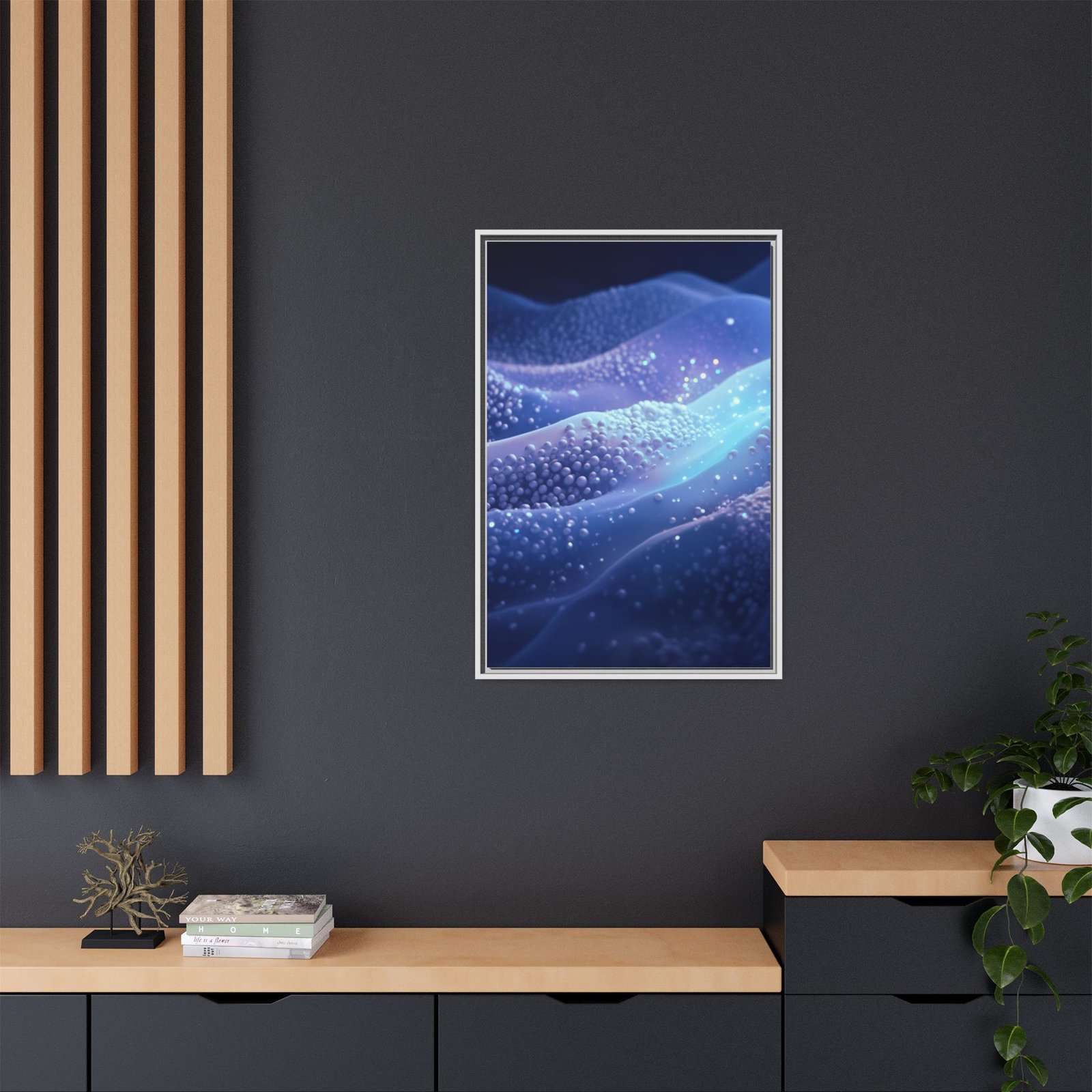 IS_6915 Abstract Blue Wave Landscape Matte Canvas Framed 24x36" - Image 16