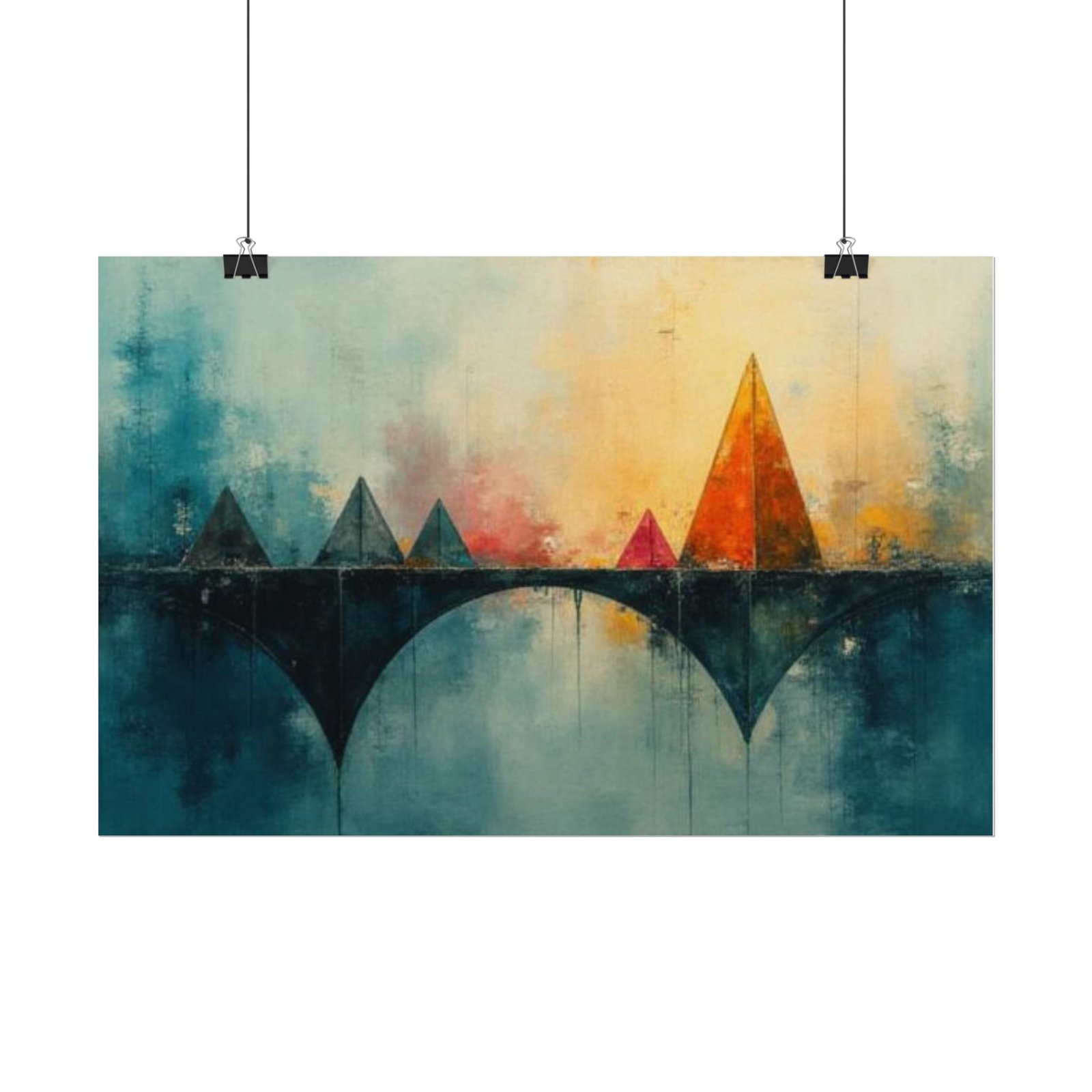 Abstract Textured Watercolor Bridge Poster #28— Textured Matte Wall Art - Image 2