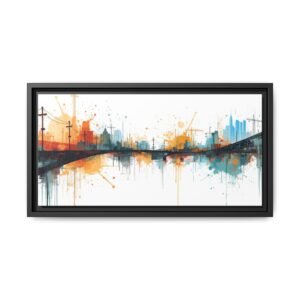Abstract Cityscape Bridge Matte Canvas FRAMED 20x10"