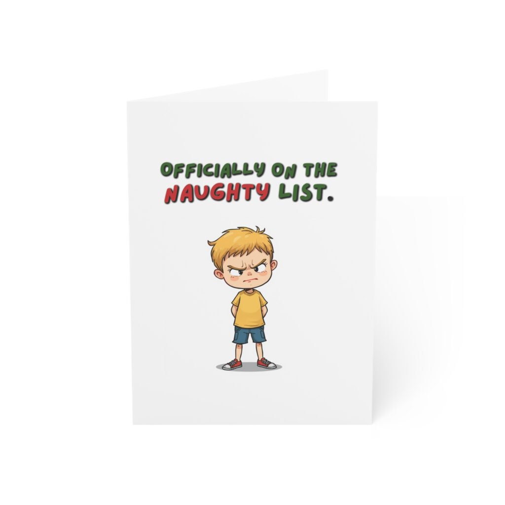 Funny Naughty List Christmas Card — "Officially on the Naughty List" Holiday Greeting Card