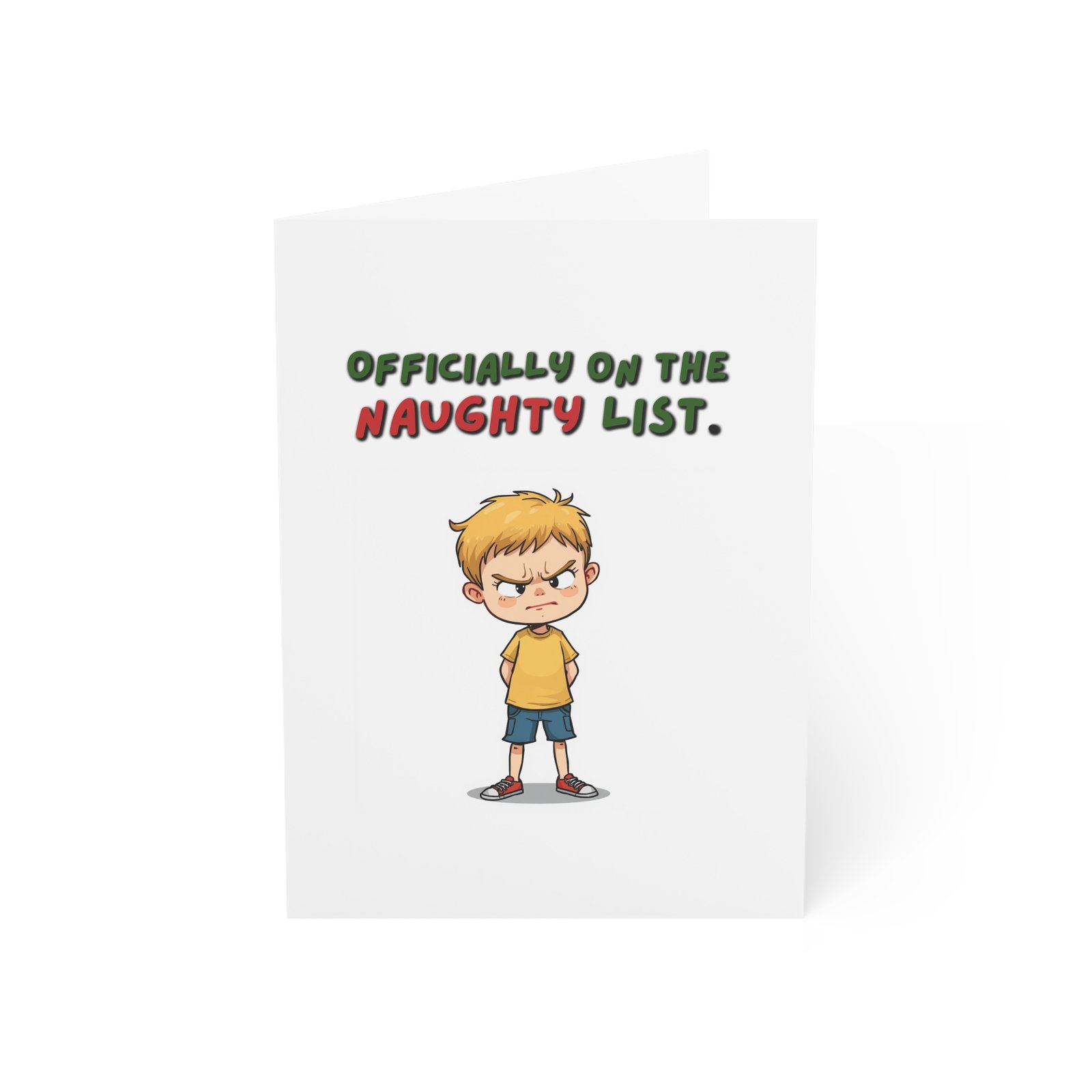 Funny Naughty List Christmas Card — "Officially on the Naughty List" Holiday Greeting Card