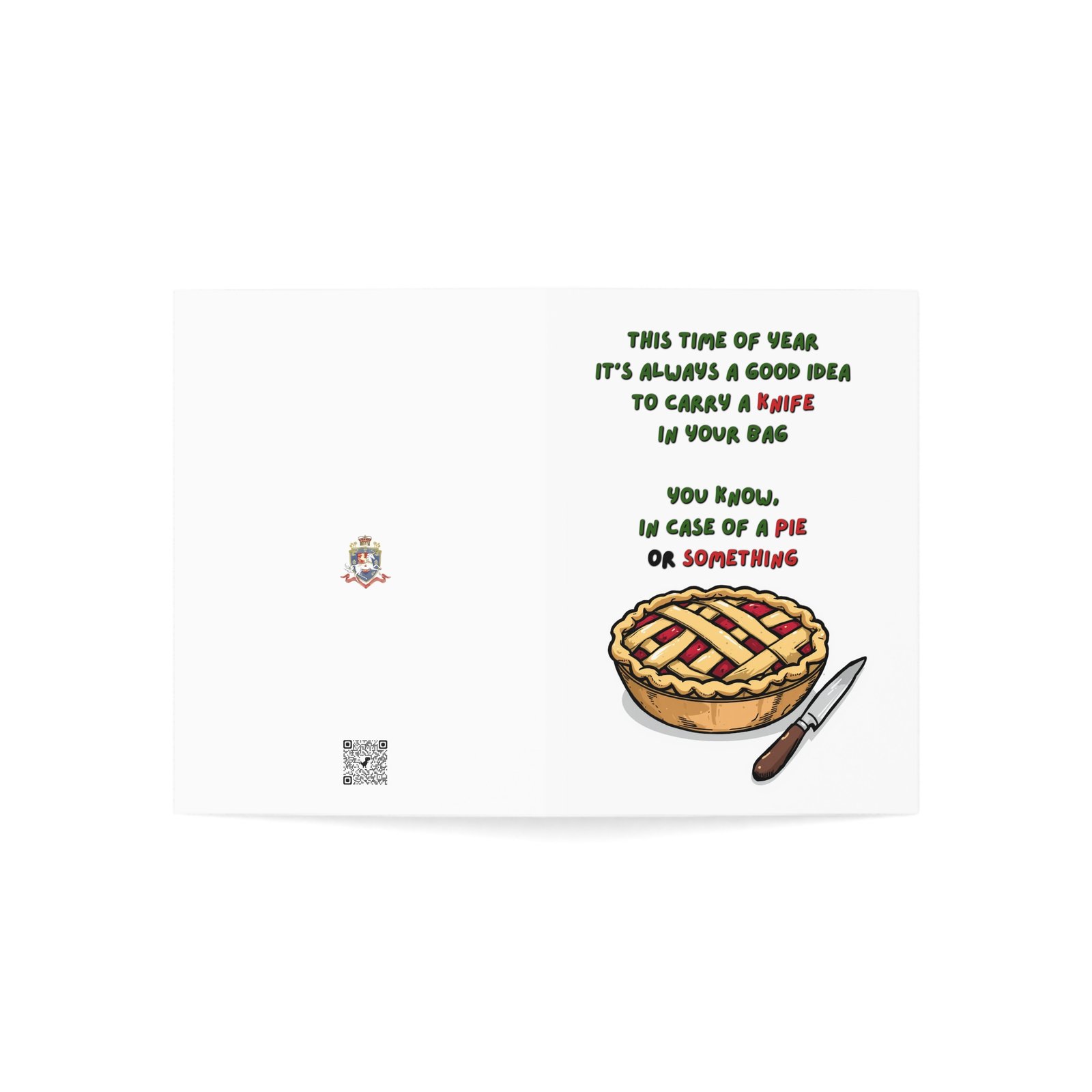 Humorous Thanksgiving Card — "Carry a Knife in Case of Pie" Greeting Card - Image 3