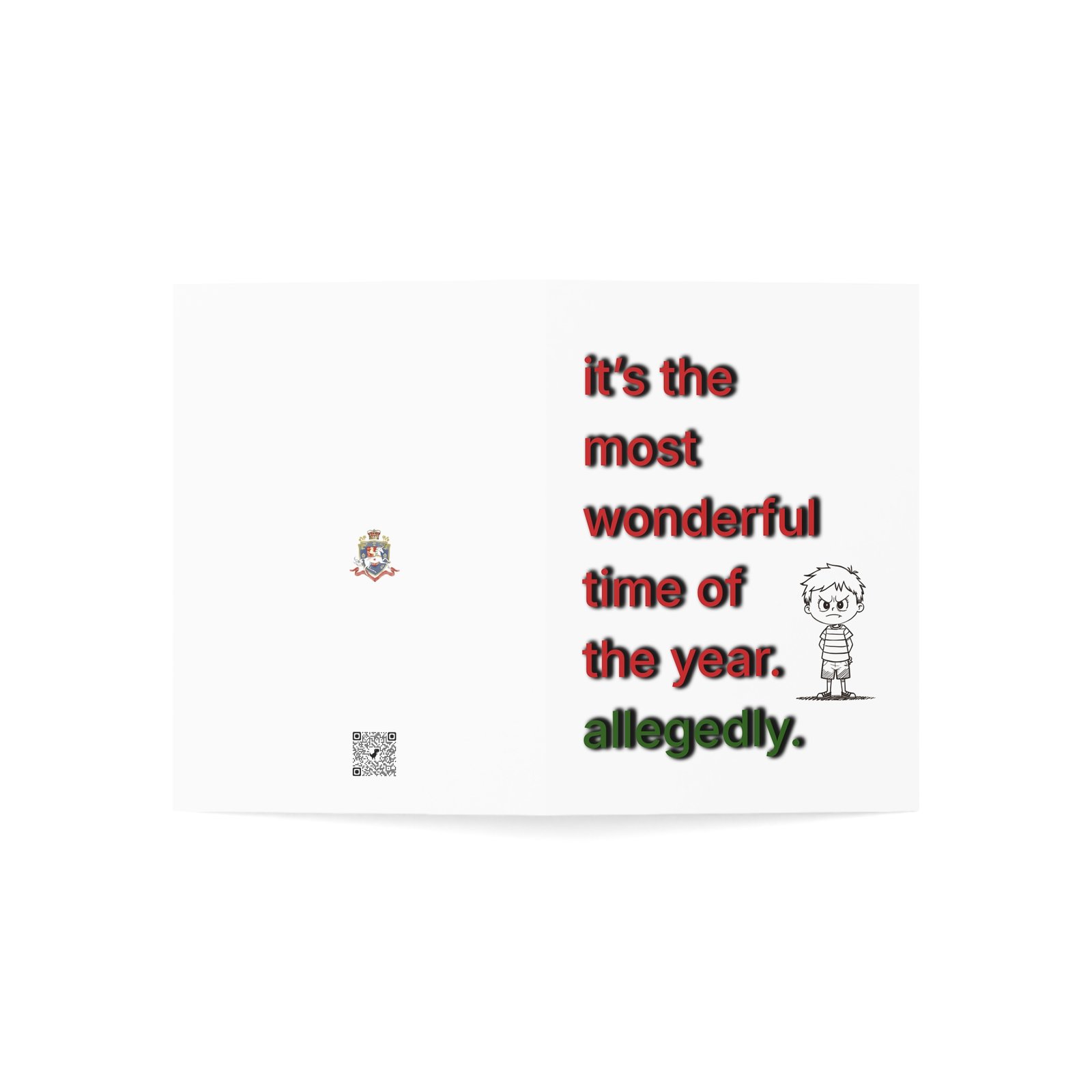 Funny Holiday Greeting Card — "it's the most wonderful time of the year. allegedly." (Single or Bulk Packs) - Image 3