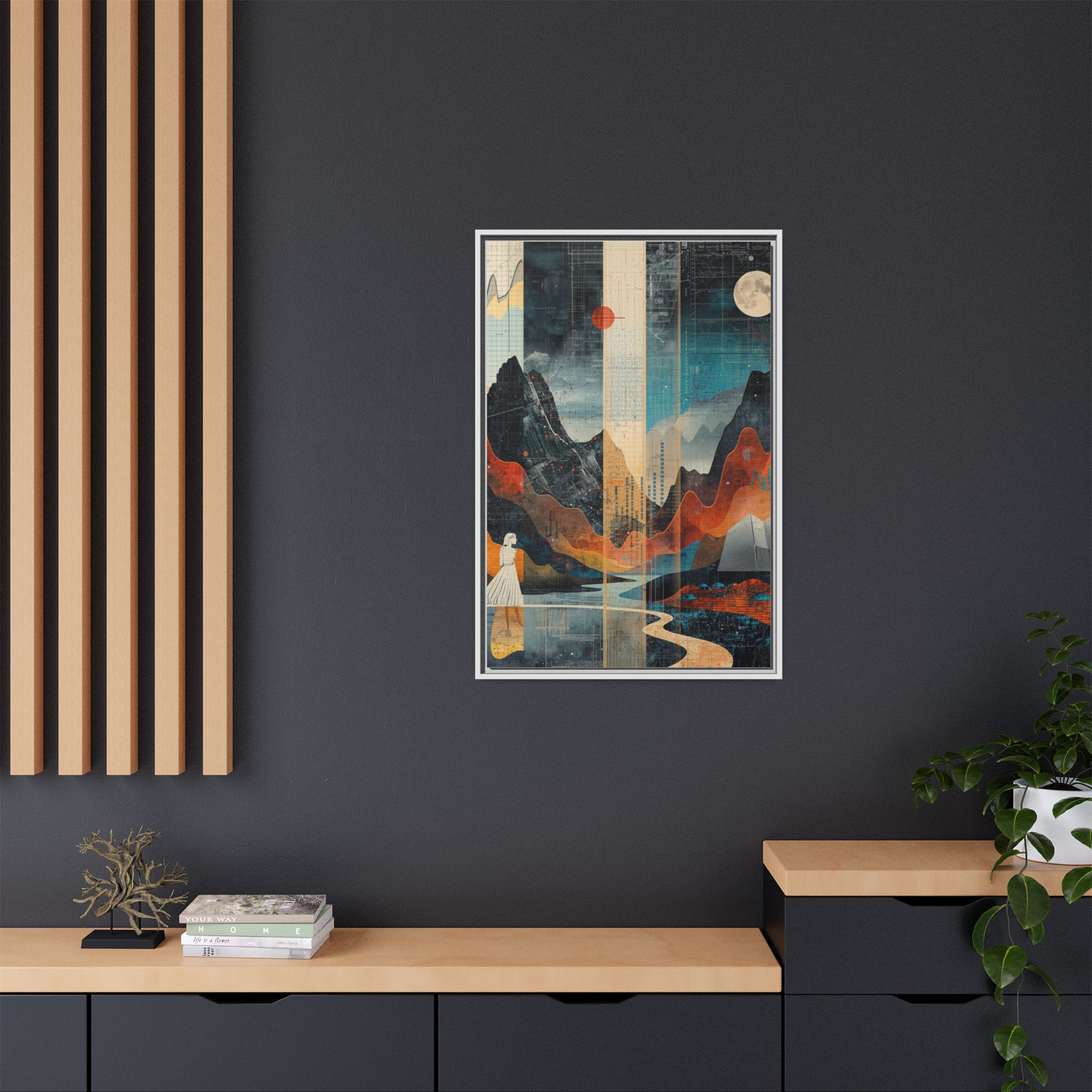 Surreal Mountain Moonscape Matte Framed Canvas Print – 24x36" - Image 8