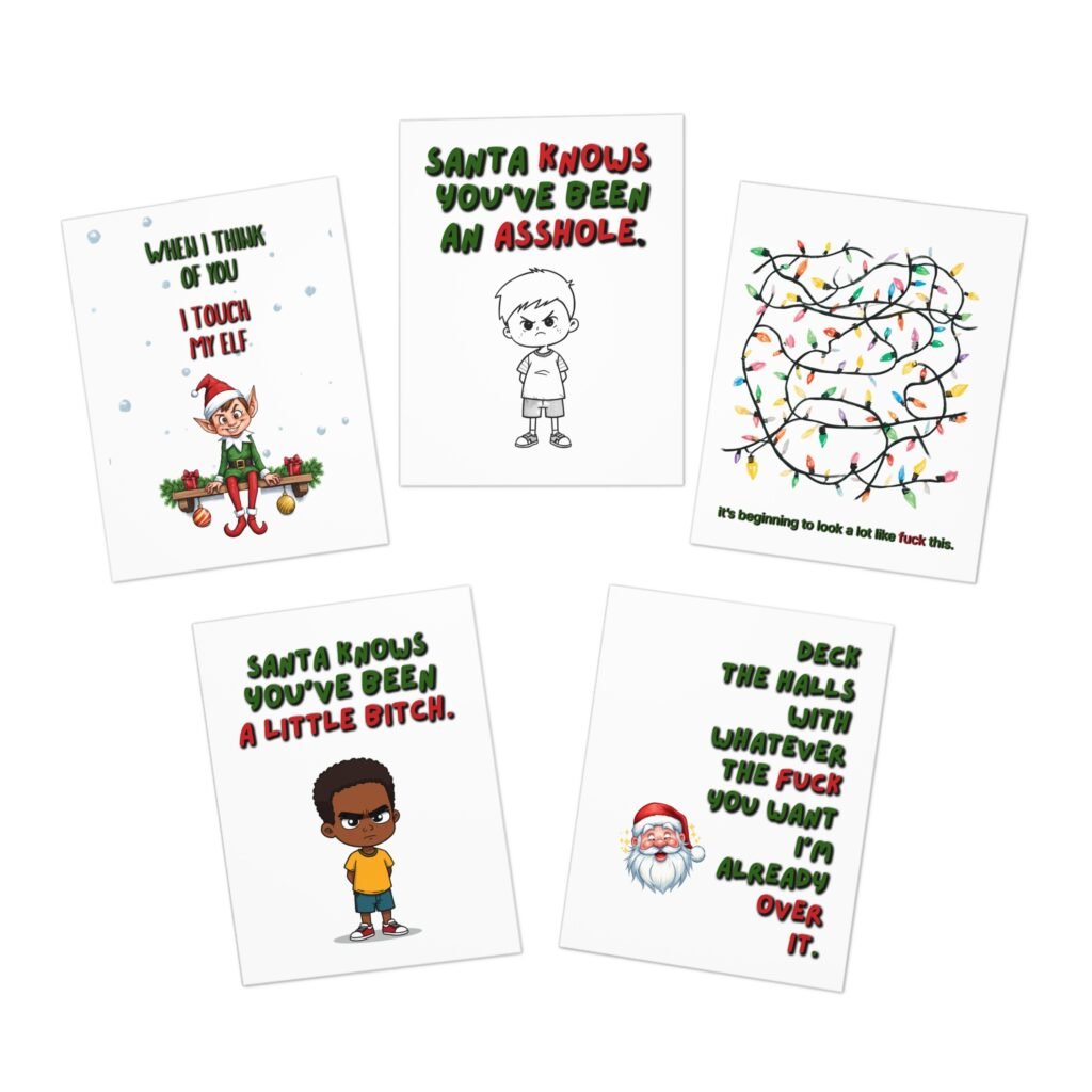 Naughty Christmas Card 5-Pack Assorted