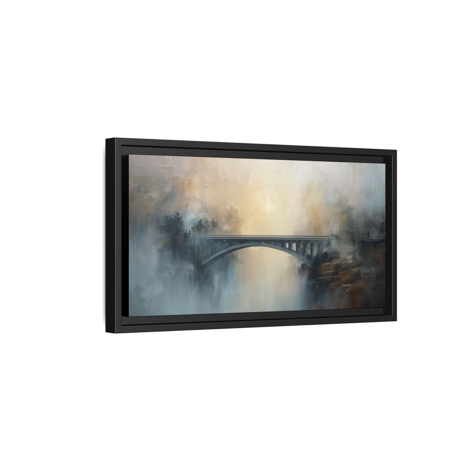 Misty Bridge Landscape Matte Canvas FRAMED 20x10" - Image 2