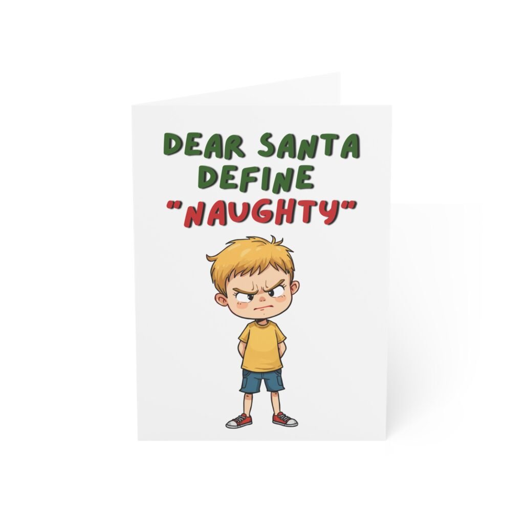 "Dear Santa, Define 'Naughty'" Funny Christmas Greeting Card (Single Card with Envelope)
