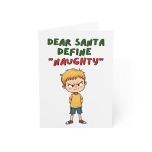 "Dear Santa, Define 'Naughty'" Funny Christmas Greeting Card (Single Card with Envelope)