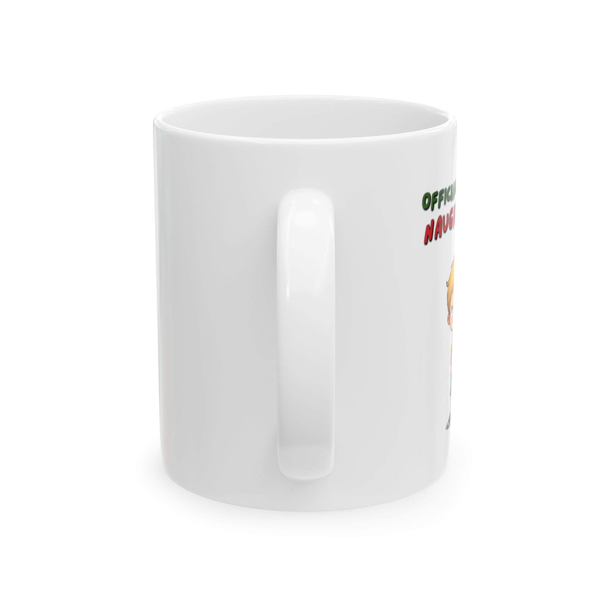 "Officially on the Naughty List" Funny Christmas Ceramic Coffee Mug, 11oz - Image 2