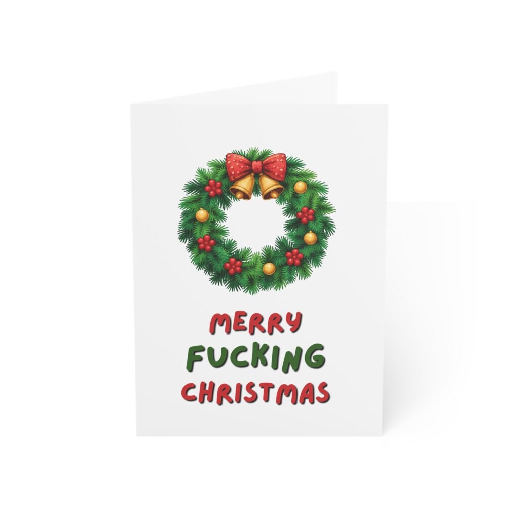 "Merry F**king Christmas" Sarcastic Christmas Greeting Card (Single Card with Envelope)