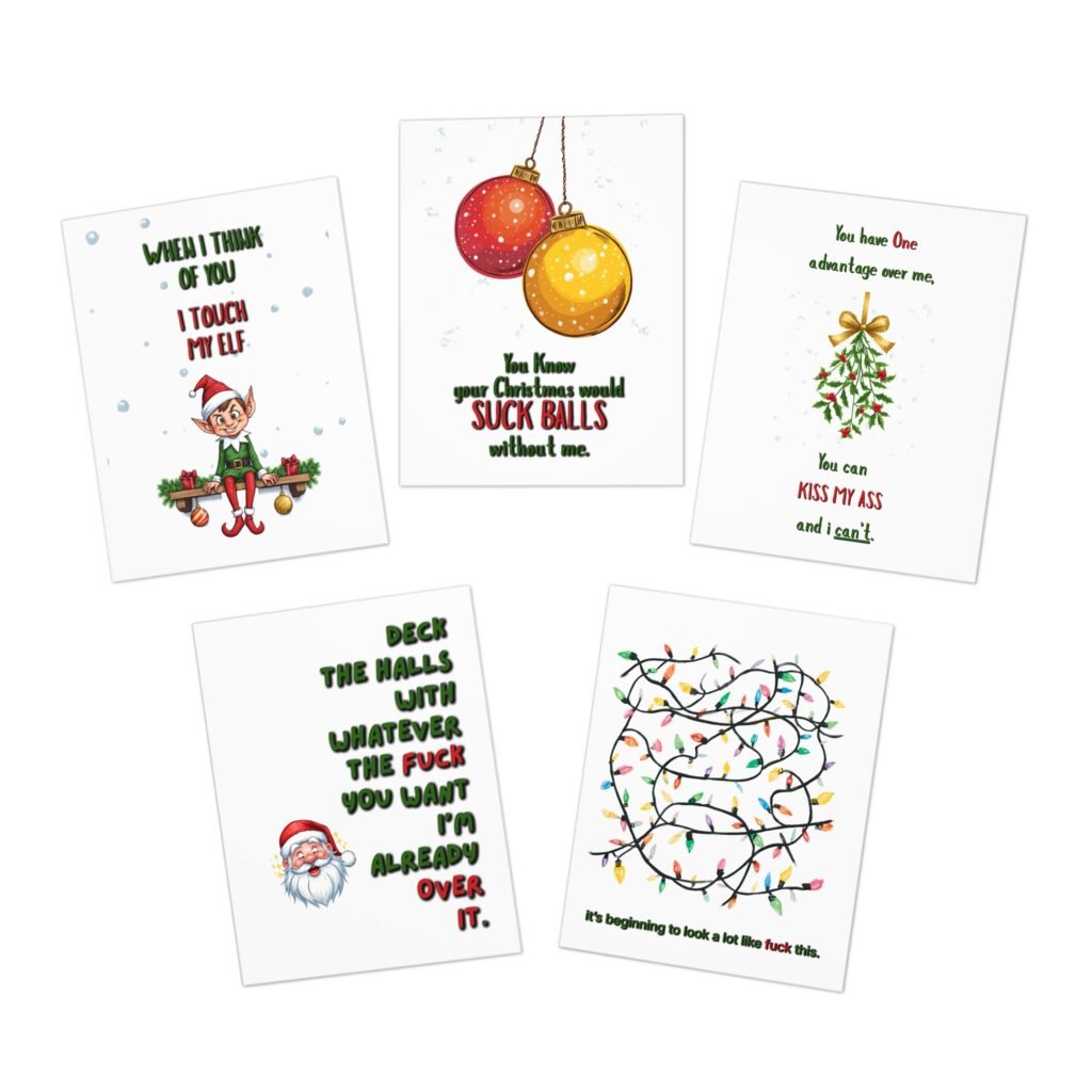 Naughty Christmas Card Assorted 5-Pack