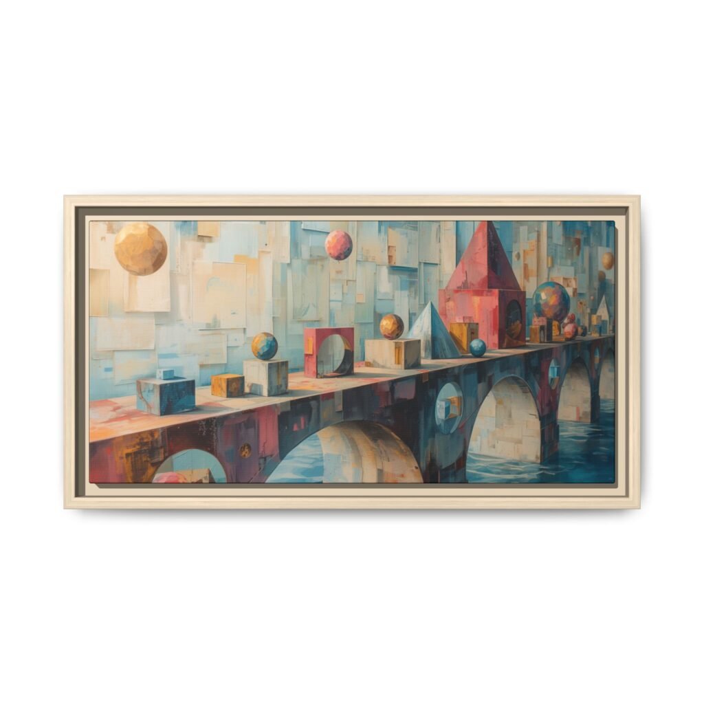 Abstract Bridge Matte Canvas FRAMED 20x10" — Framed Multicolor Wall Art