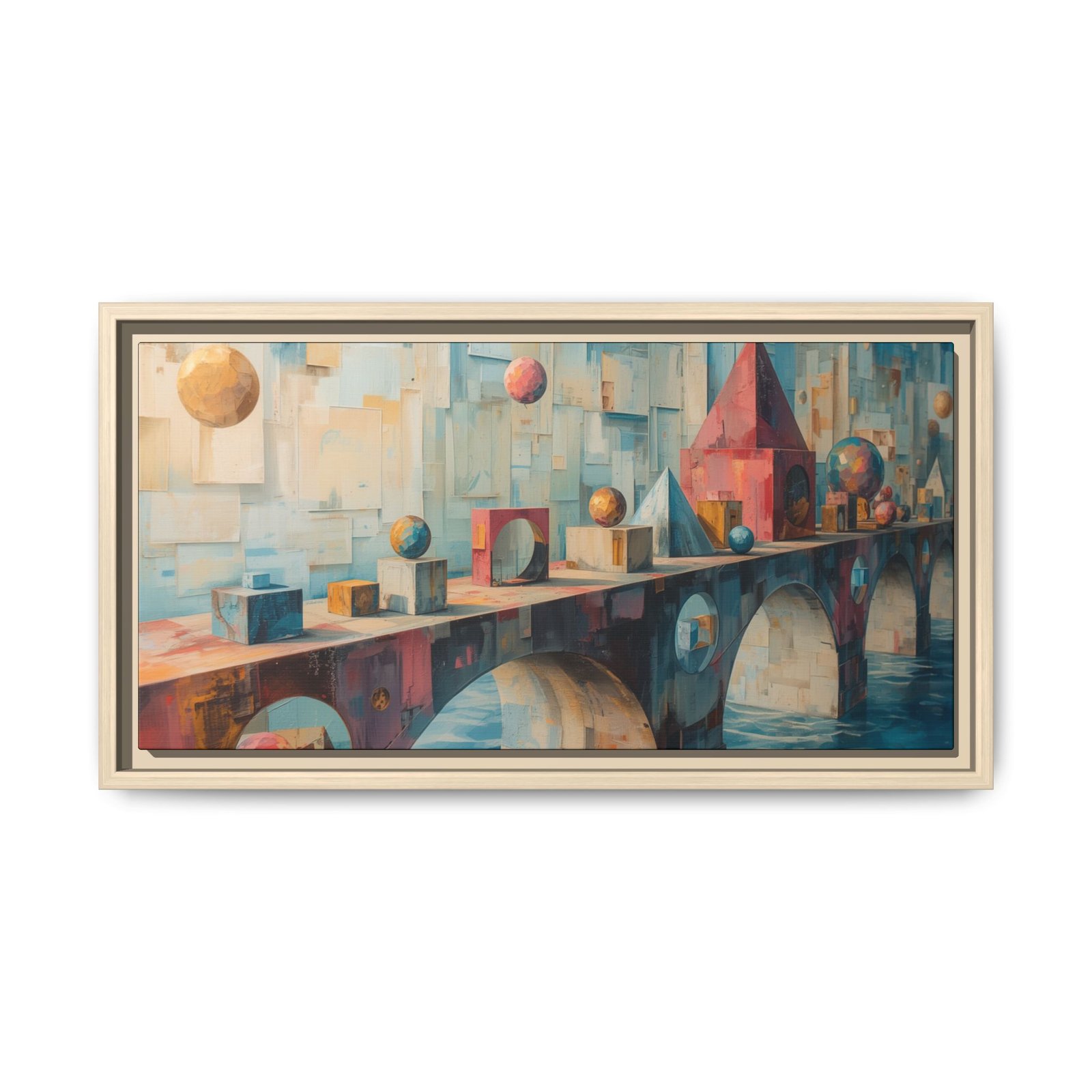 Abstract Bridge Matte Canvas FRAMED 20x10" — Framed Multicolor Wall Art