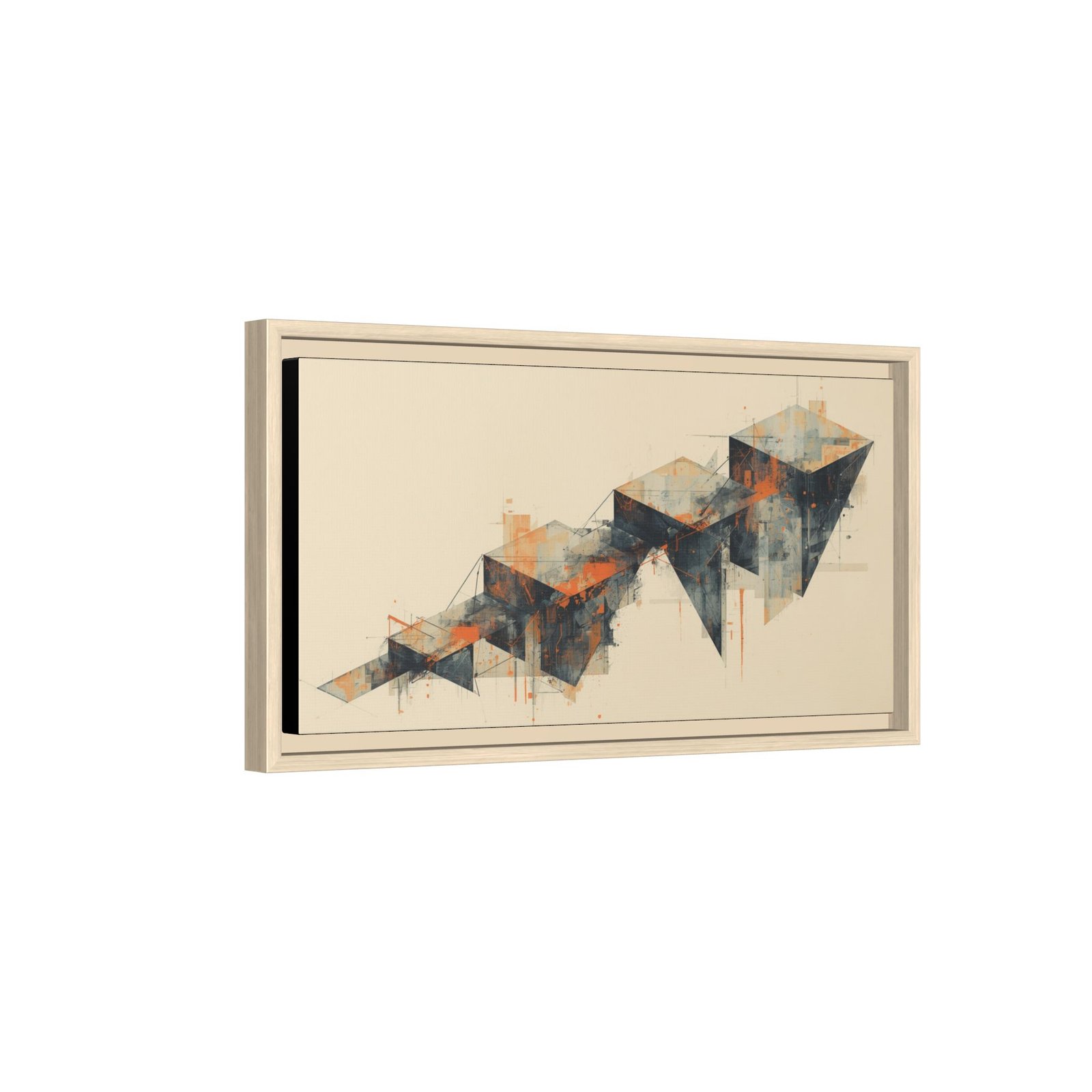 Abstract Geometric Matte Canvas Wall Art FRAMED 20x10" - Image 2