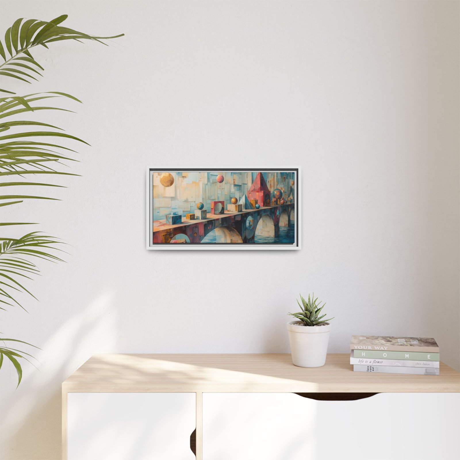 Abstract Bridge Matte Canvas FRAMED 20x10" — Framed Multicolor Wall Art - Image 5