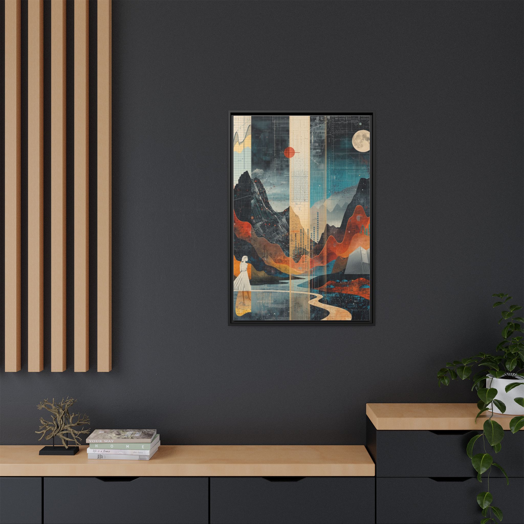 Surreal Mountain Moonscape Matte Framed Canvas Print – 24x36" - Image 4