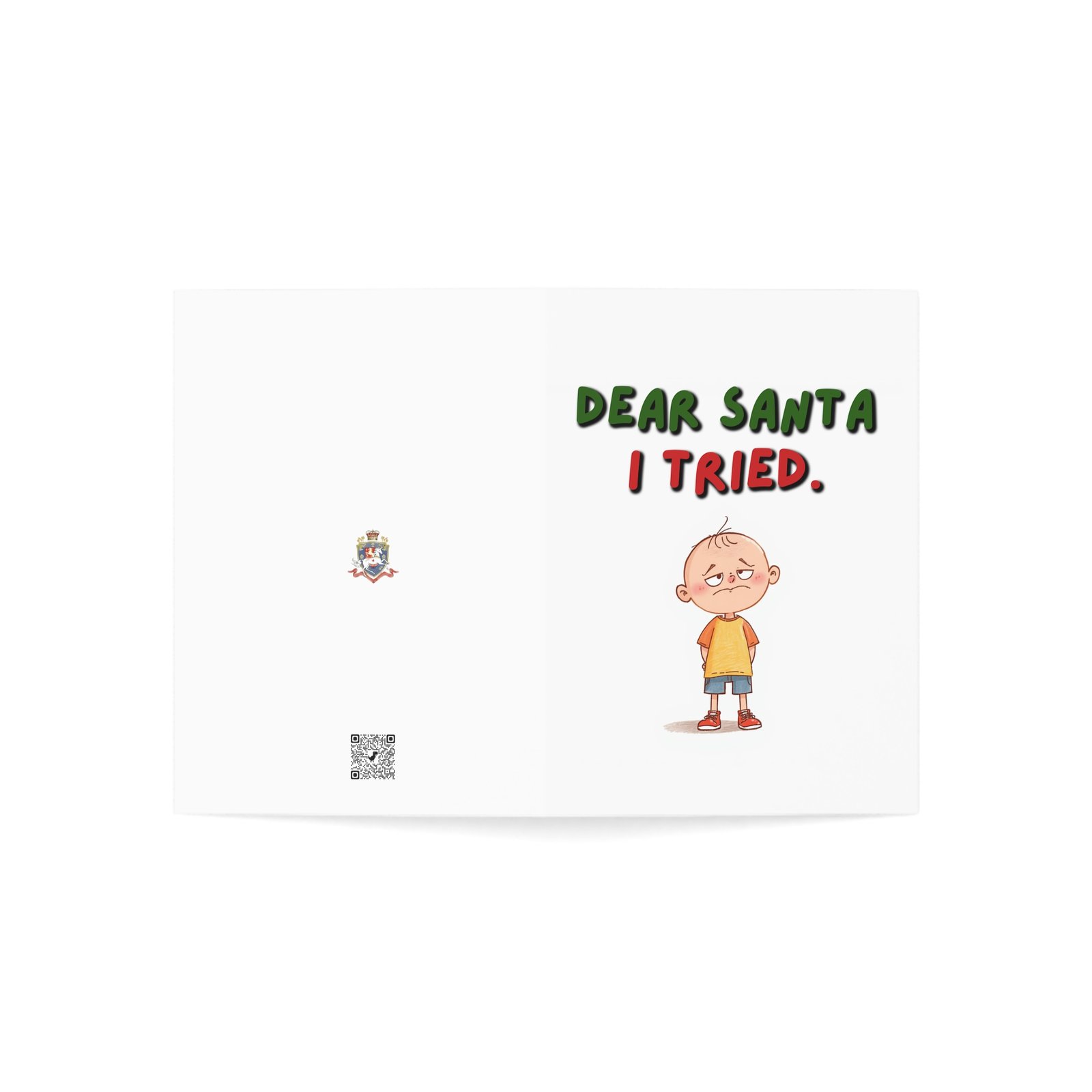 Funny 'Dear Santa I Tried' Christmas Greeting Card — Cute Kid Illustration - Image 8