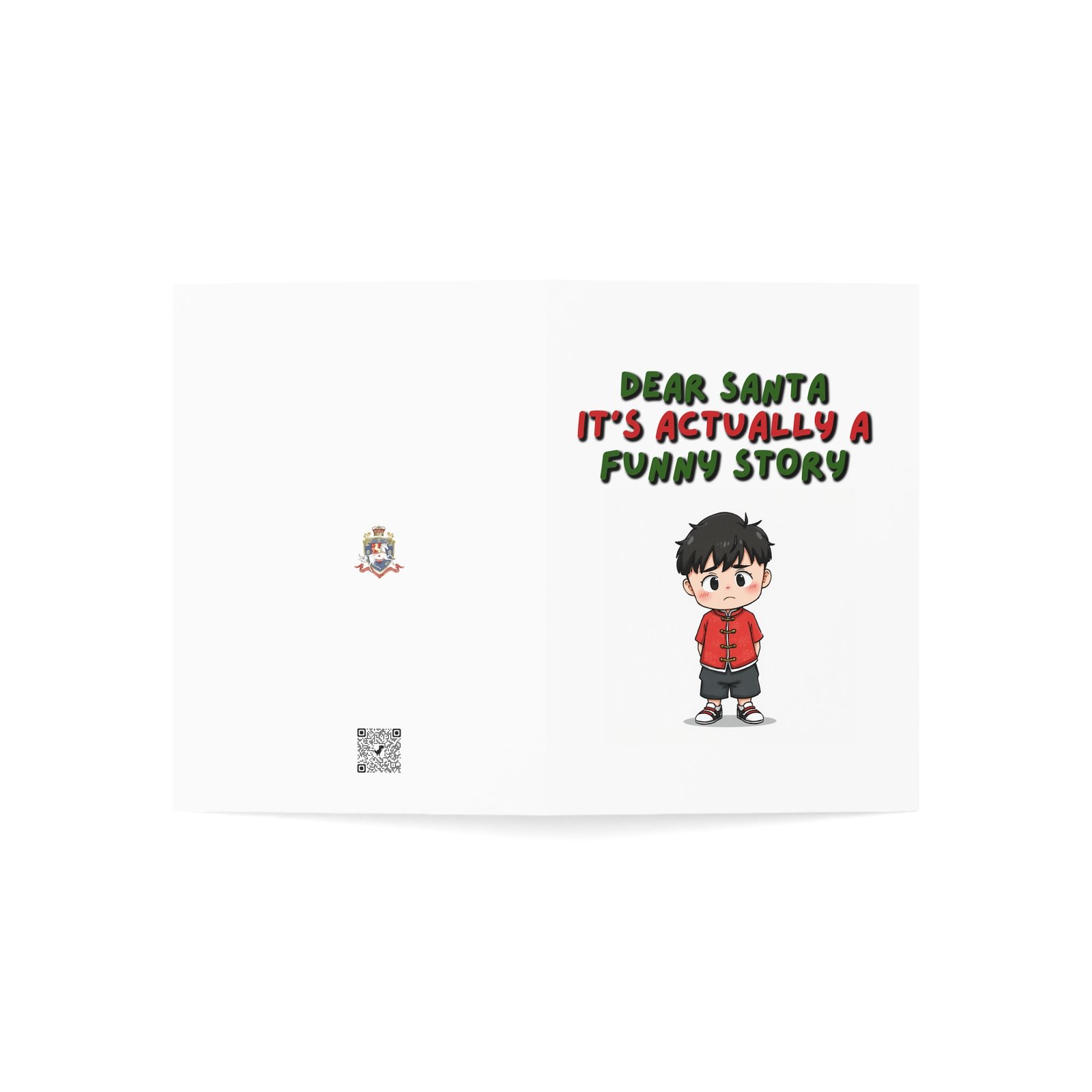 Greeting Card — “Dear Santa It’s Actually A Funny Story” Cute Kid Christmas Card (Single or Bulk) - Image 3