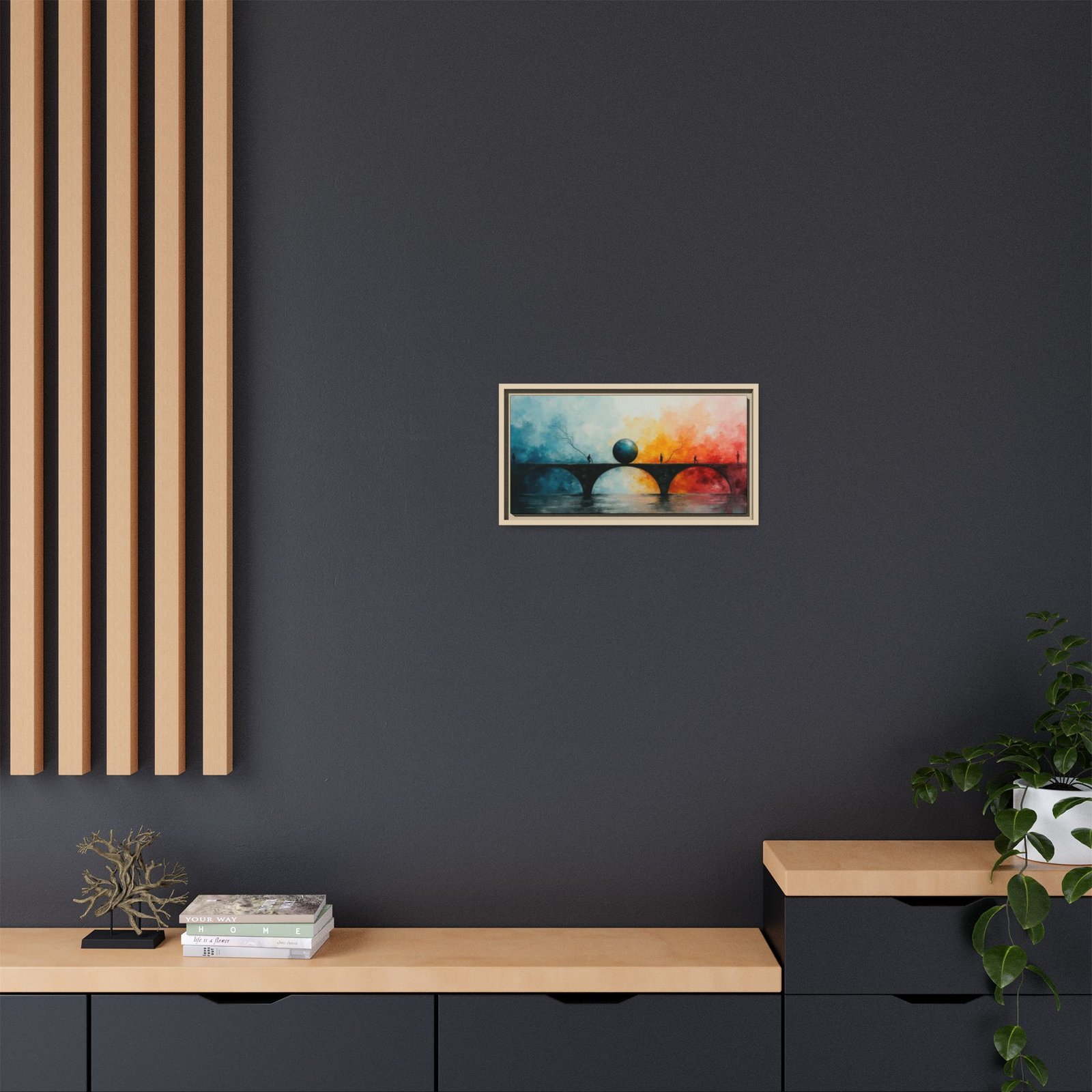 Abstract Bridge Sunset Matte Canvas FRAMED 20x10" - Image 4