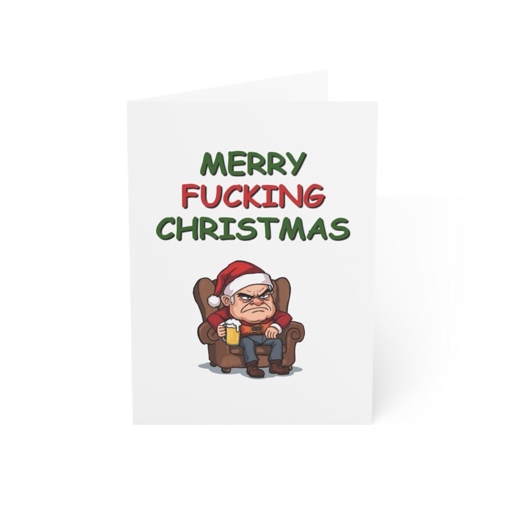 "Merry F**king Christmas" Sarcastic Christmas Greeting Card (Single Card with Envelope)