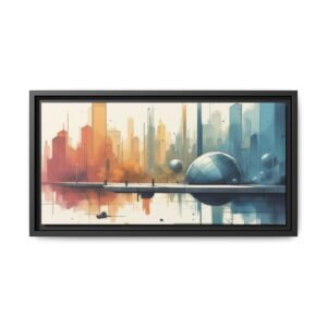 Futuristic Cityscape Matte Canvas FRAMED 20x10"