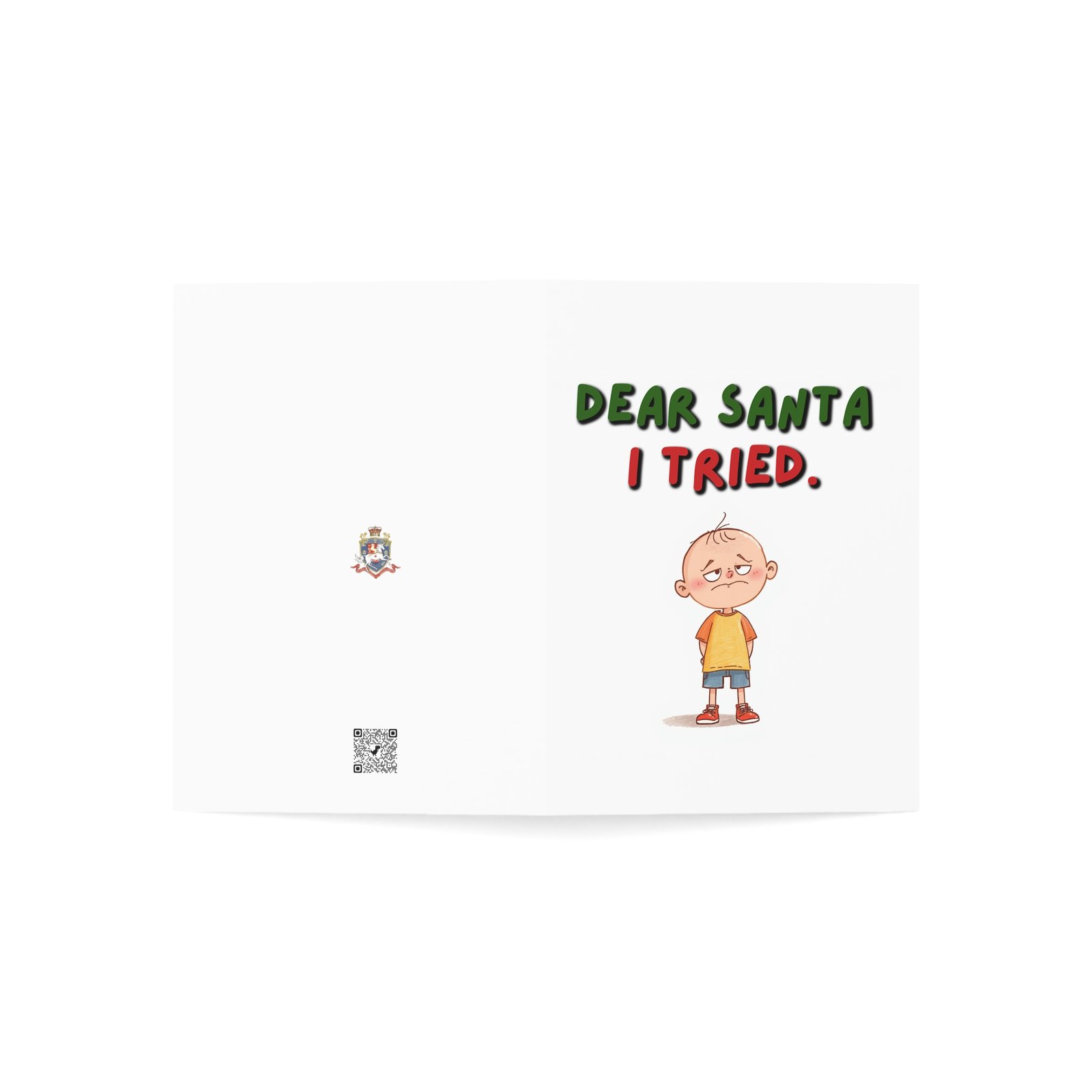 Funny 'Dear Santa I Tried' Christmas Greeting Card — Cute Kid Illustration - Image 3