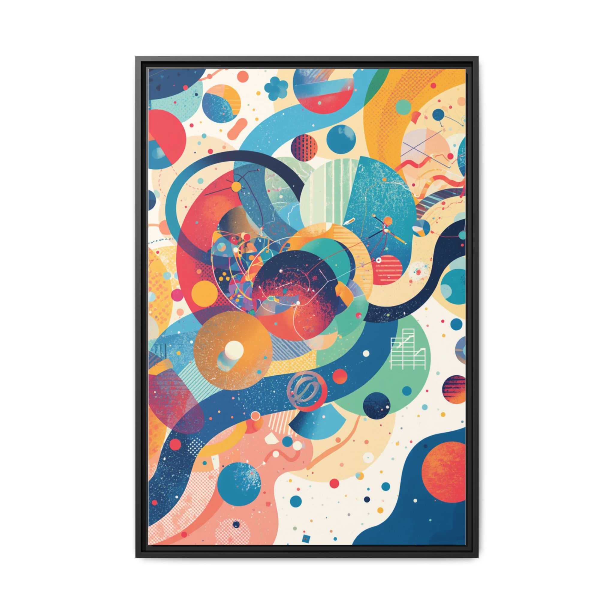 Abstract Colorful Orbit Framed Canvas Print – 24x36"