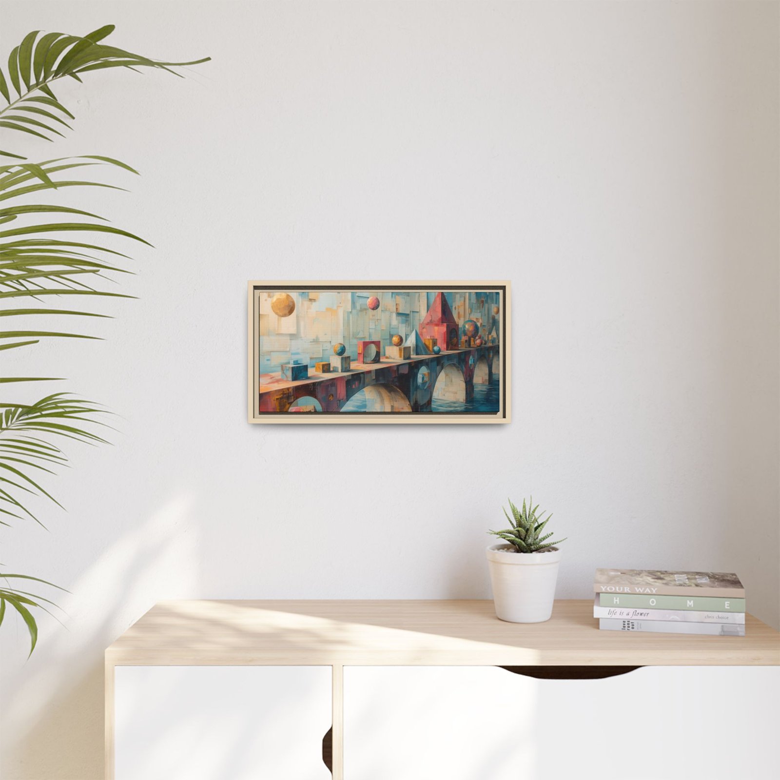 Abstract Bridge Matte Canvas FRAMED 20x10" — Framed Multicolor Wall Art - Image 3