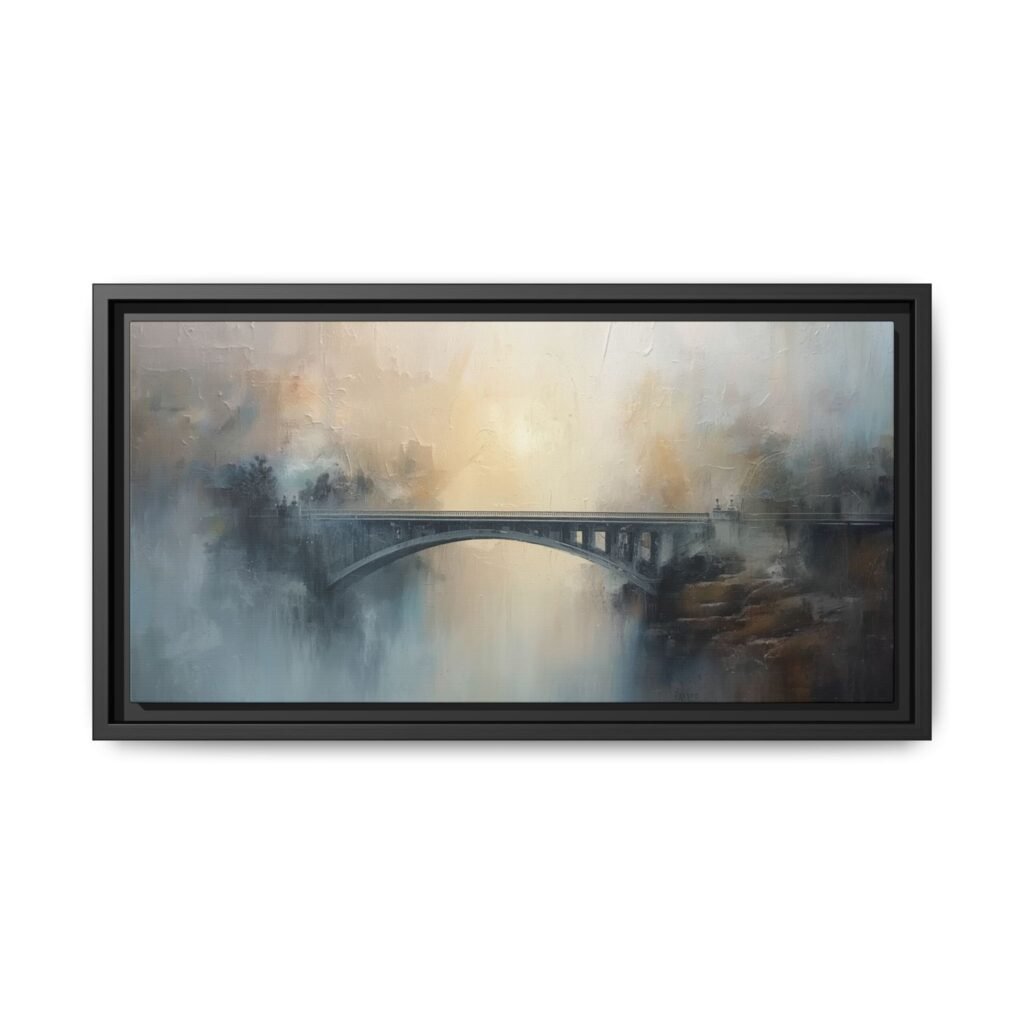 Misty Bridge Landscape Matte Canvas FRAMED 20x10"