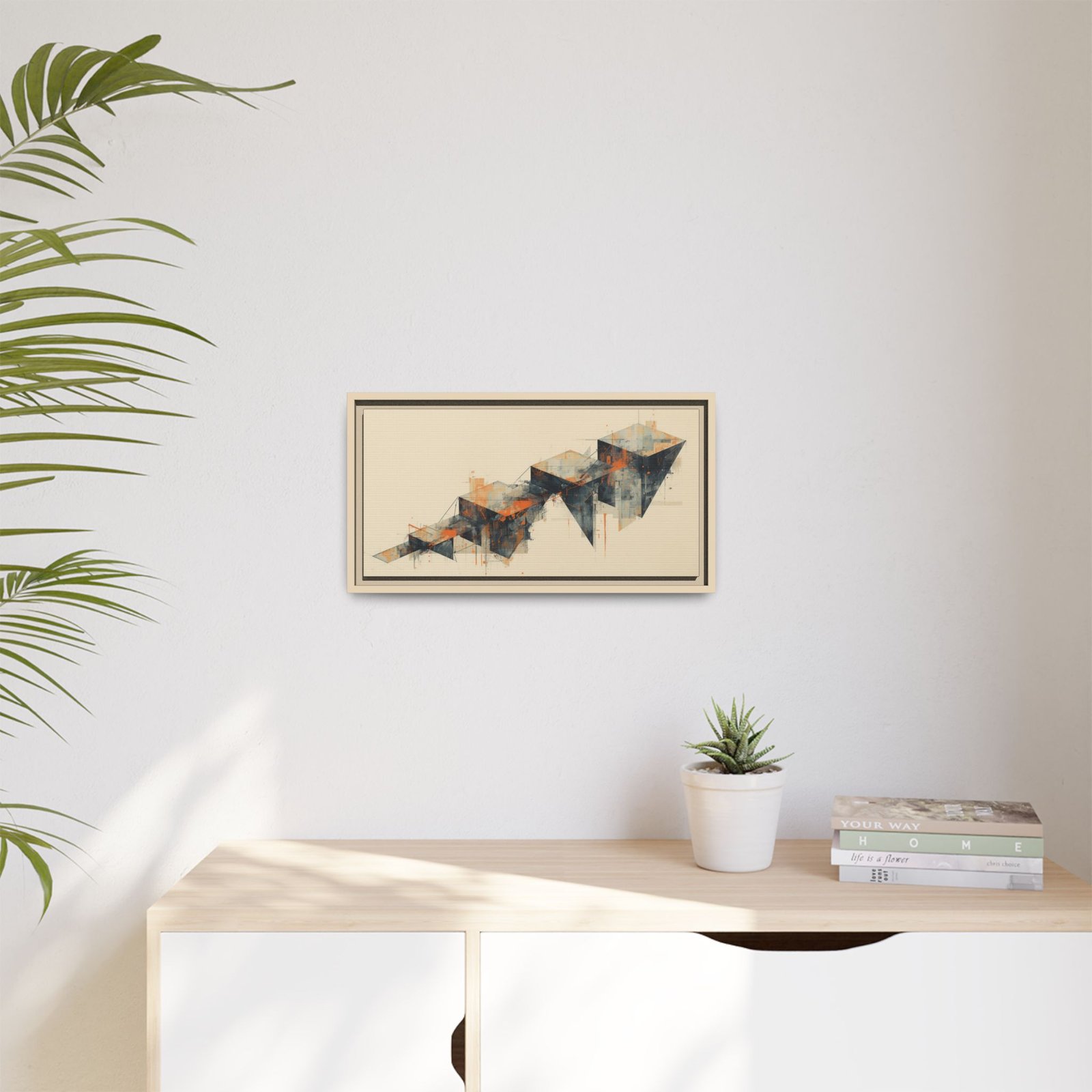 Abstract Geometric Matte Canvas Wall Art FRAMED 20x10" - Image 3