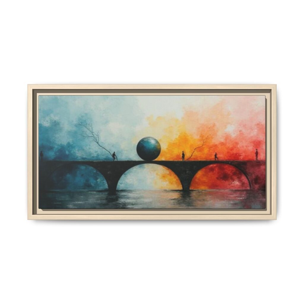 Abstract Bridge Sunset Matte Canvas FRAMED 20x10"