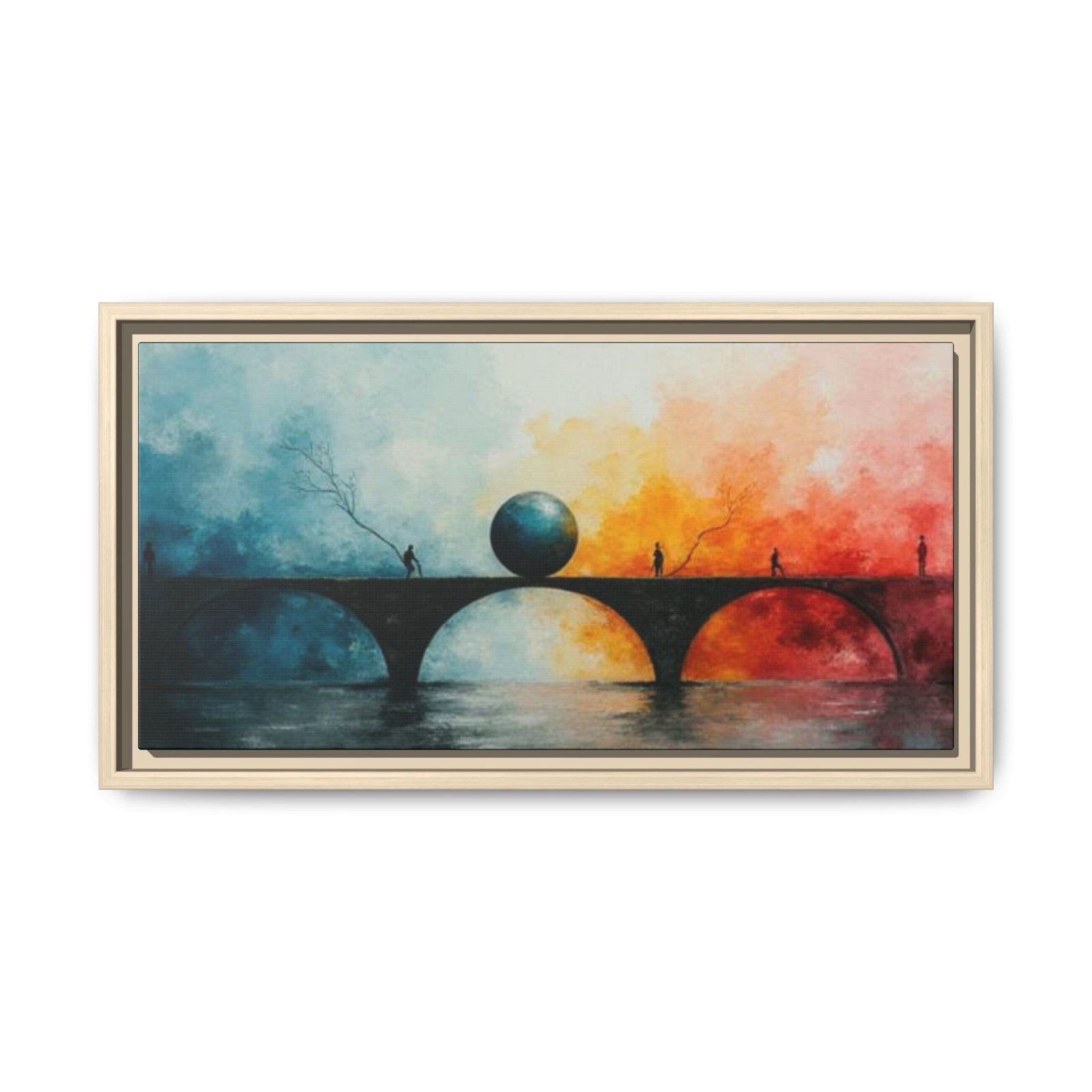 Abstract Bridge Sunset Matte Canvas FRAMED 20x10"