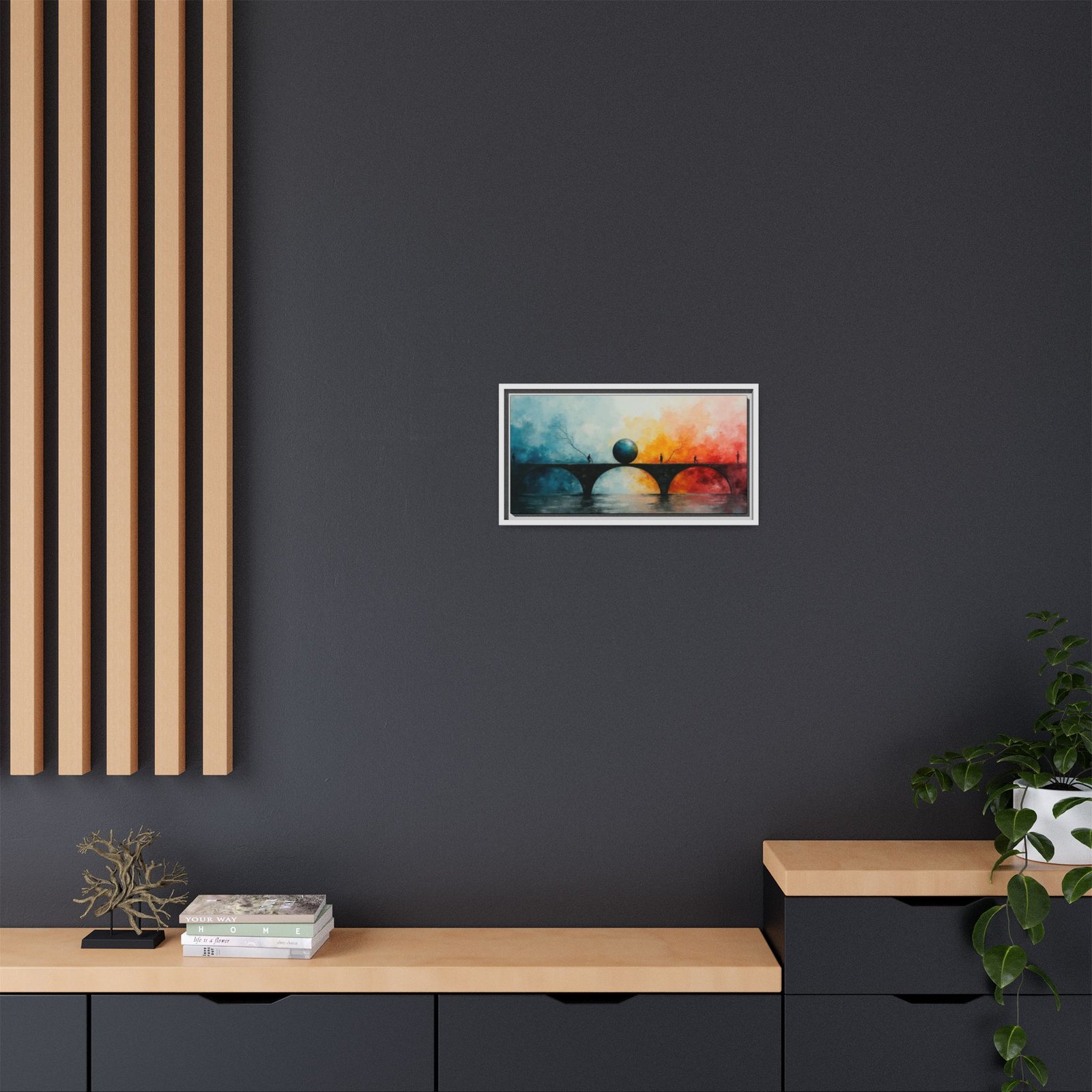 Abstract Bridge Sunset Matte Canvas FRAMED 20x10" - Image 8