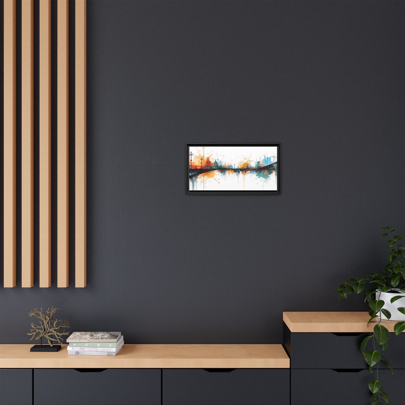 Abstract Cityscape Bridge Matte Canvas FRAMED 20x10" - Image 4