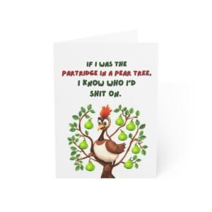 Funny Partridge in a Pear Tree Greeting Card — Humorous Holiday Christmas Card