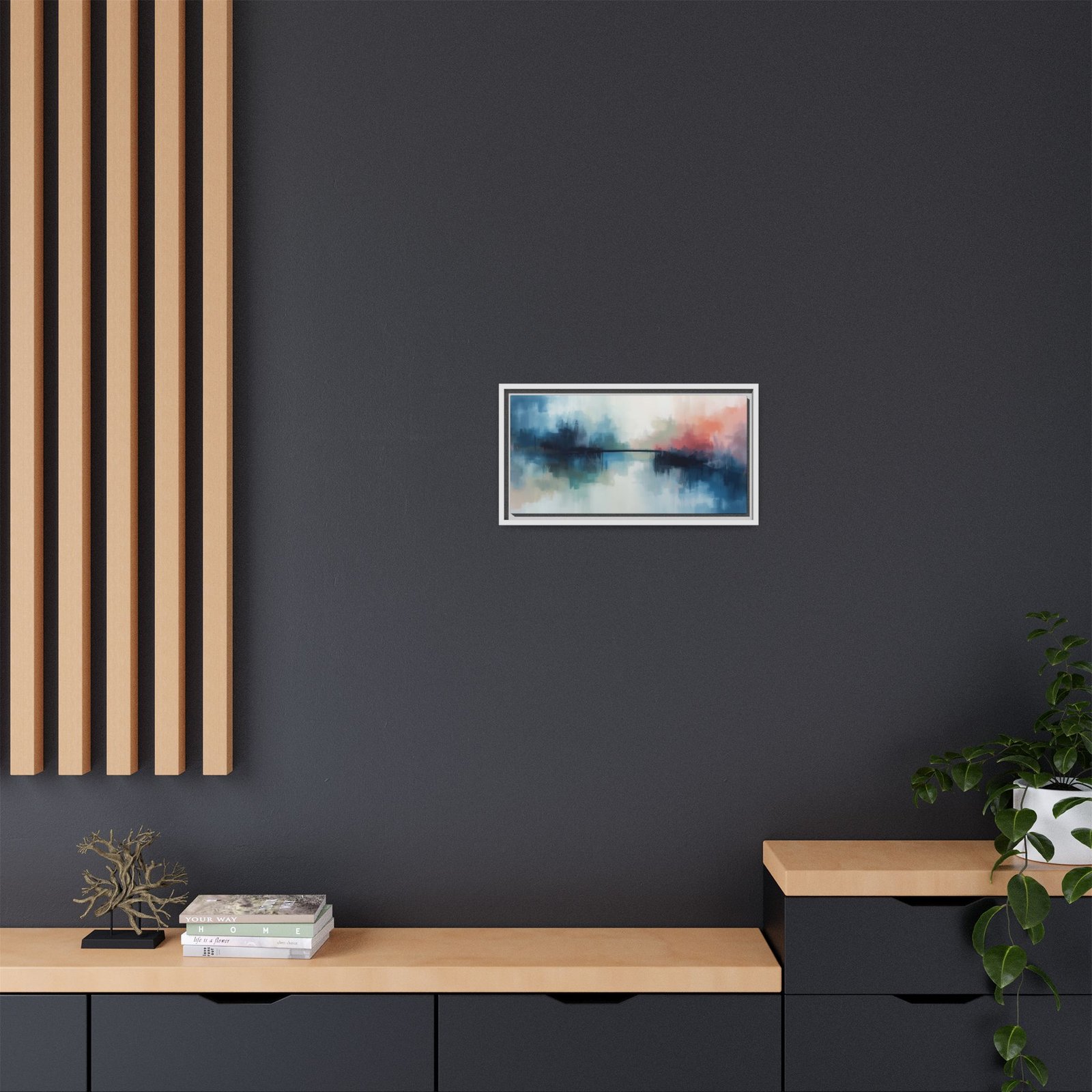 Abstract Coastal Horizon Canvas, FRAMED 20x10" - Image 4