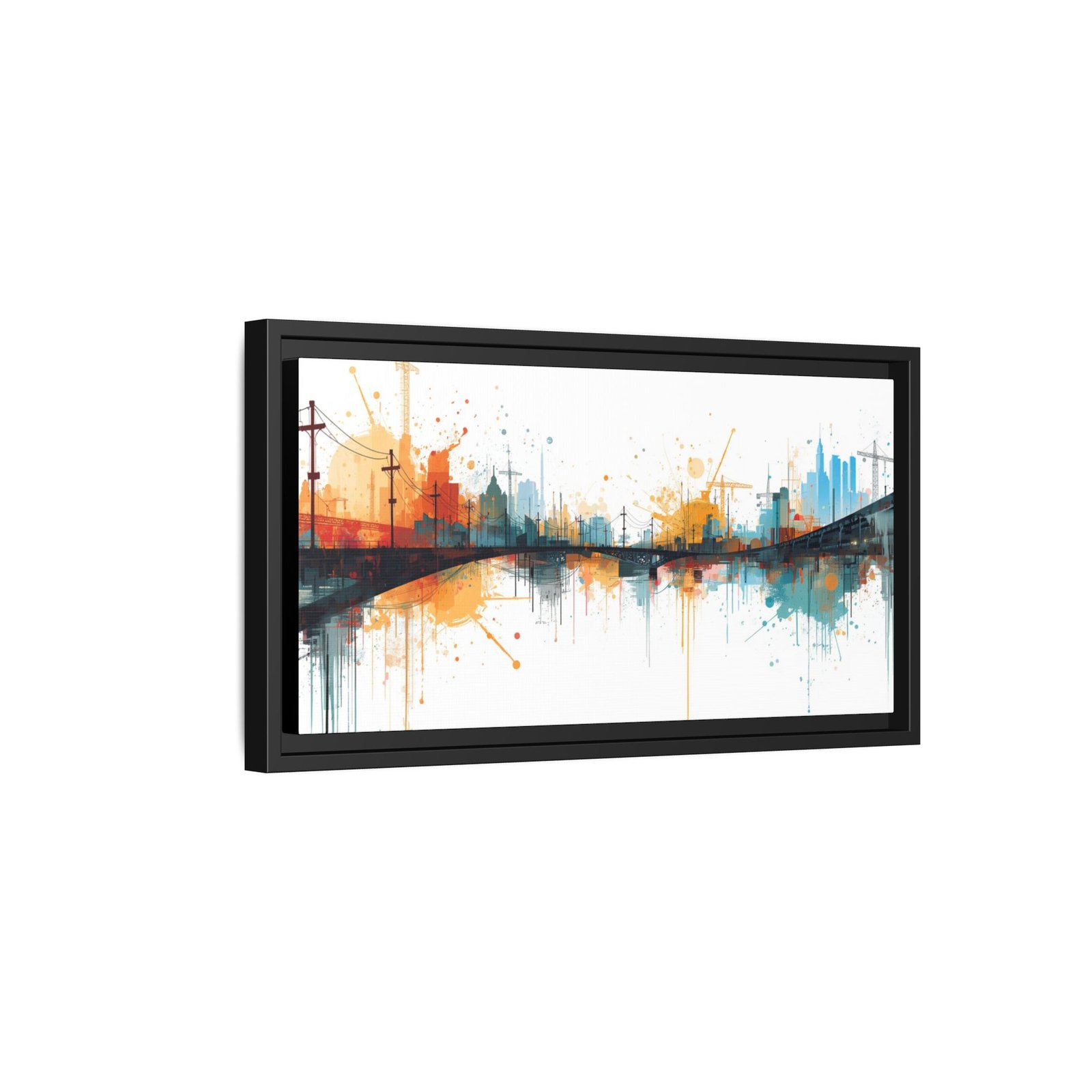 Abstract Cityscape Bridge Matte Canvas FRAMED 20x10" - Image 2