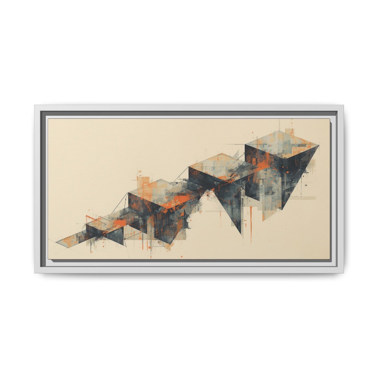 Abstract Geometric Matte Canvas Wall Art FRAMED 20x10" - Image 5