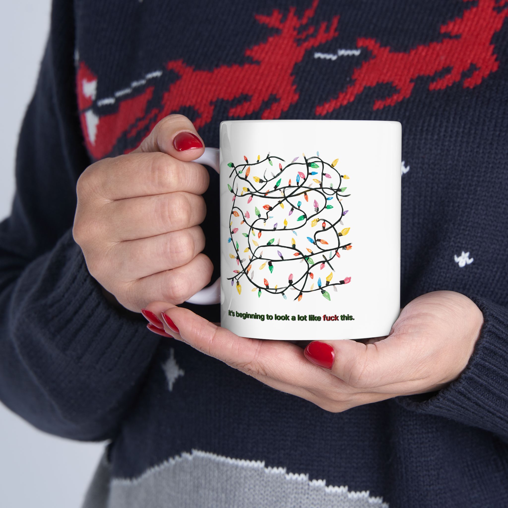 "It's Beginning to Look a Lot Like F*ck This" Funny Ceramic Coffee Mug, 11oz - Image 4