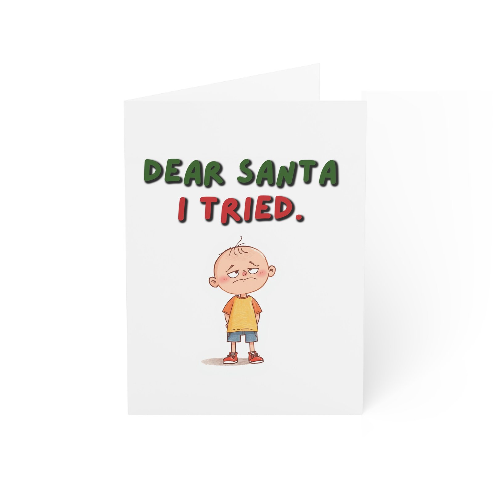 Funny 'Dear Santa I Tried' Christmas Greeting Card — Cute Kid Illustration - Image 6